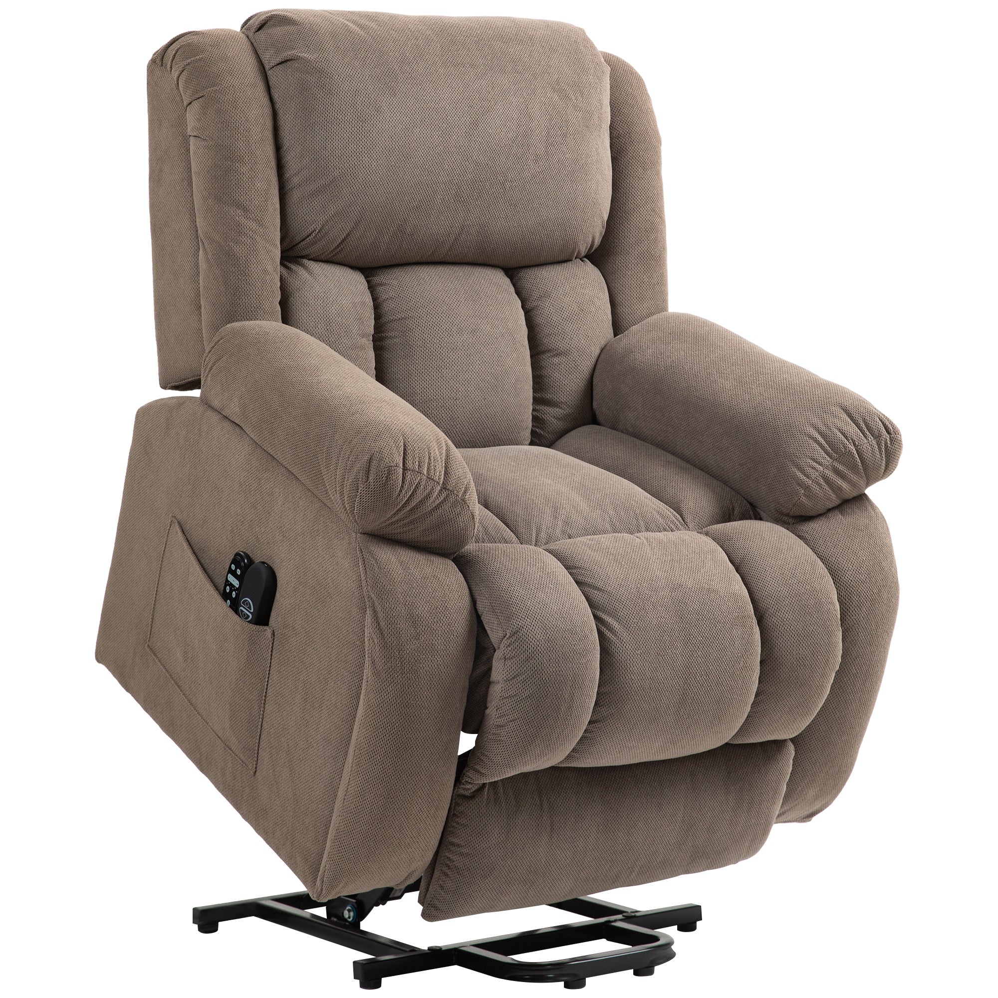 Velvet Electric Lift Recliner with Heat and Massage for Elderly with Wide Seat, Light Brown - Image 13