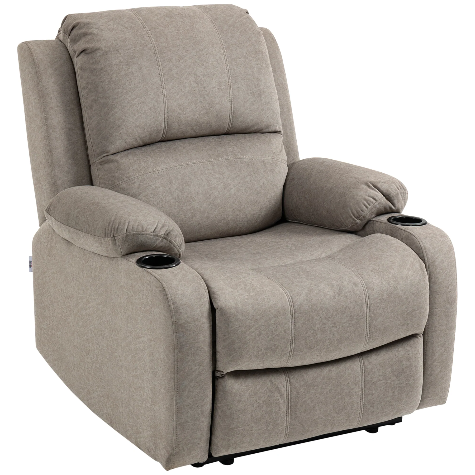 Microfibre Recliner Armchair with Adjustable Leg Rest & Cup Holders for Living Room, Brown