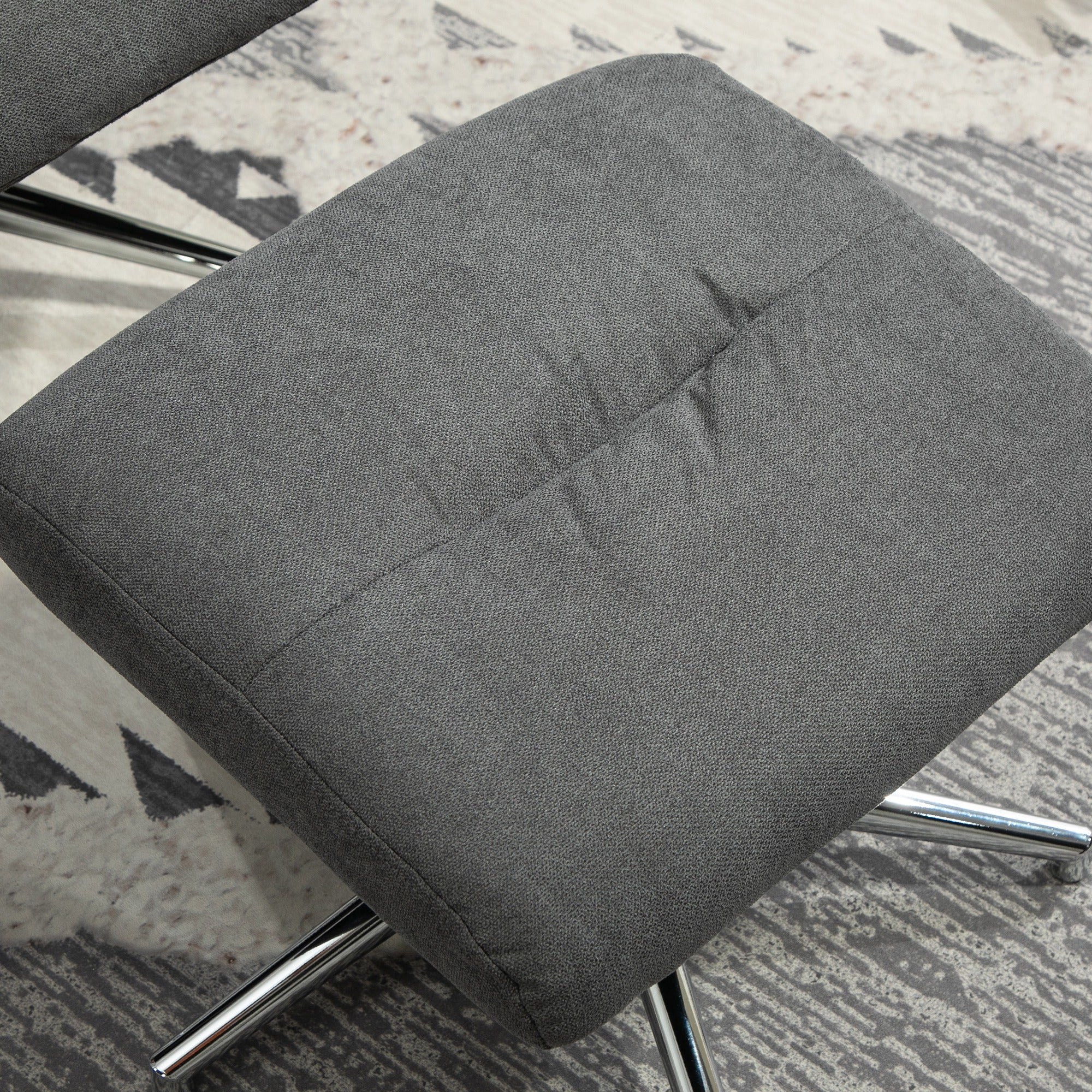 Velvet Fabric Recliner Chair with Footstool & Adjustable Back for Living Room, Charcoal Grey - Image 12