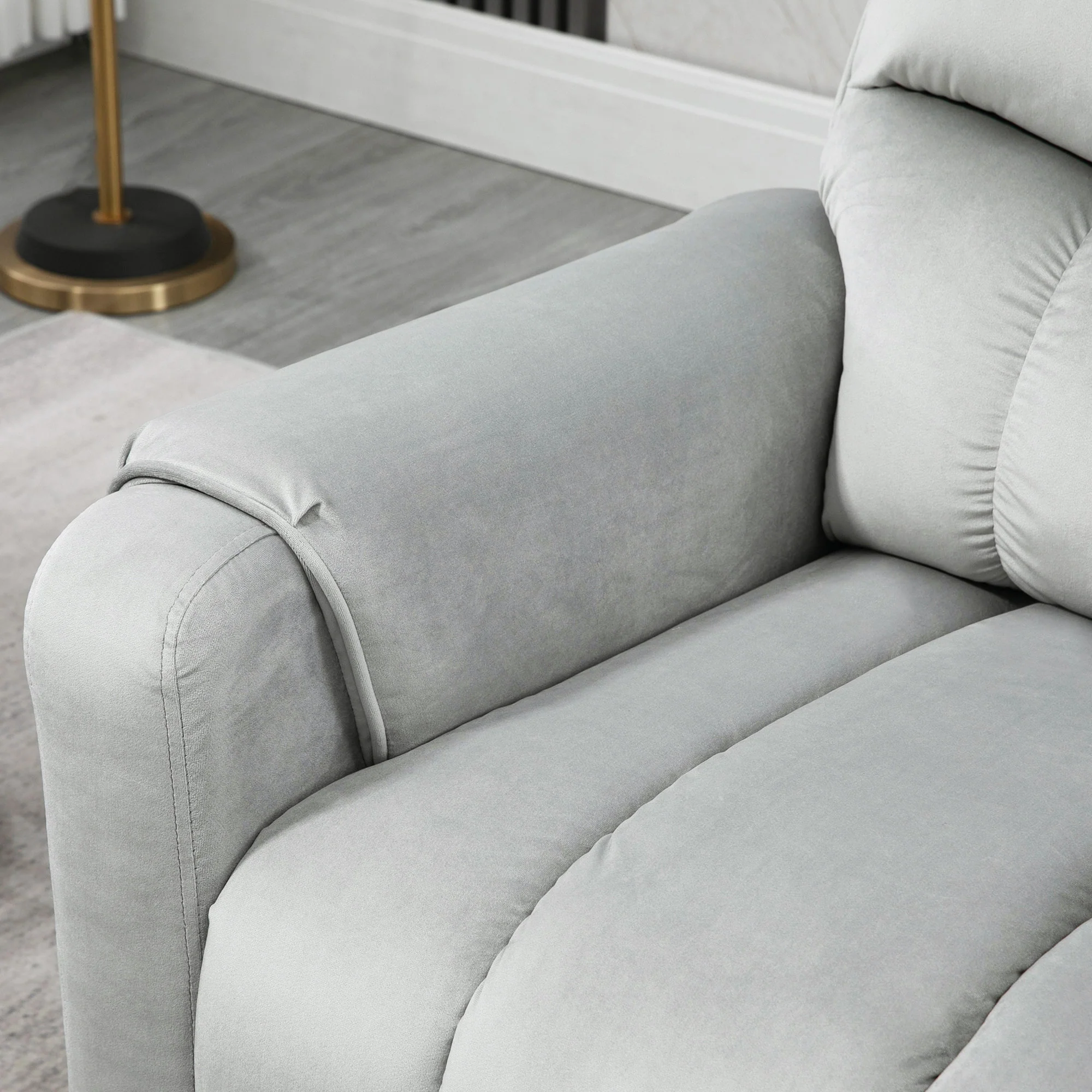 Electric Lift Recliner Chair with 8 Vibration Massage Points & Side Pocket, Grey - Image 12