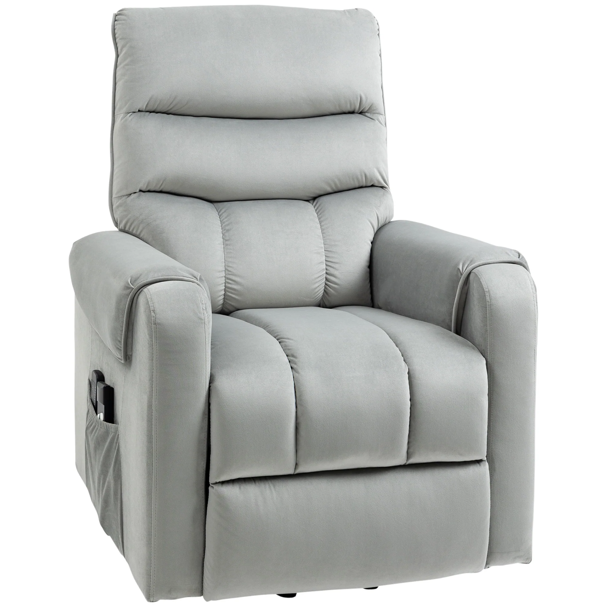Electric Lift Recliner Chair with 8 Vibration Massage Points & Side Pocket, Grey - Image 2