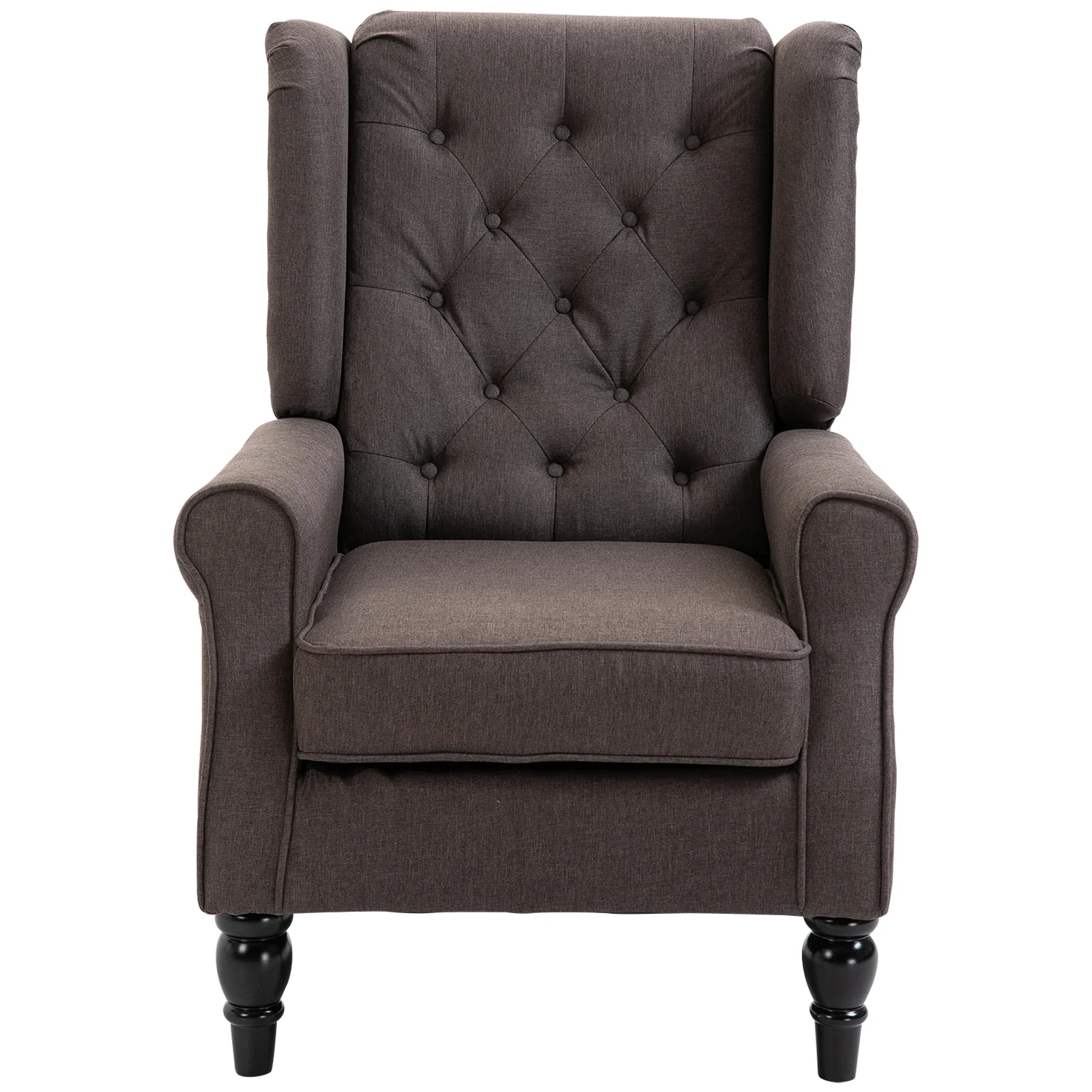 Retro Button Tufted Accent Armchair with Wooden Frame and Legs for Living Room, Bedroom, Brown - Image 10