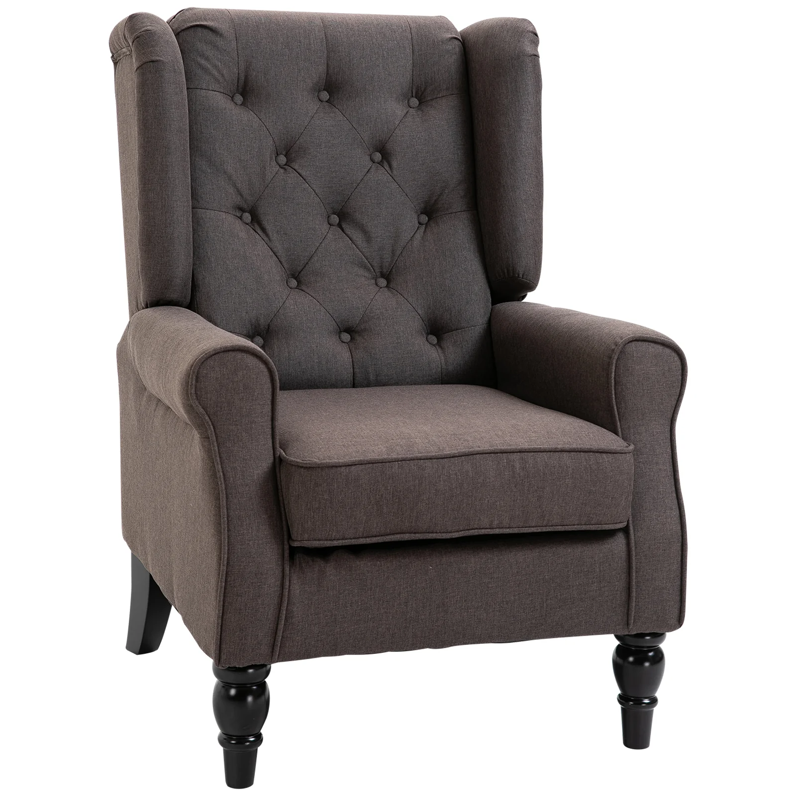 Retro Button Tufted Accent Armchair with Wooden Frame and Legs for Living Room, Bedroom, Brown - Image 2
