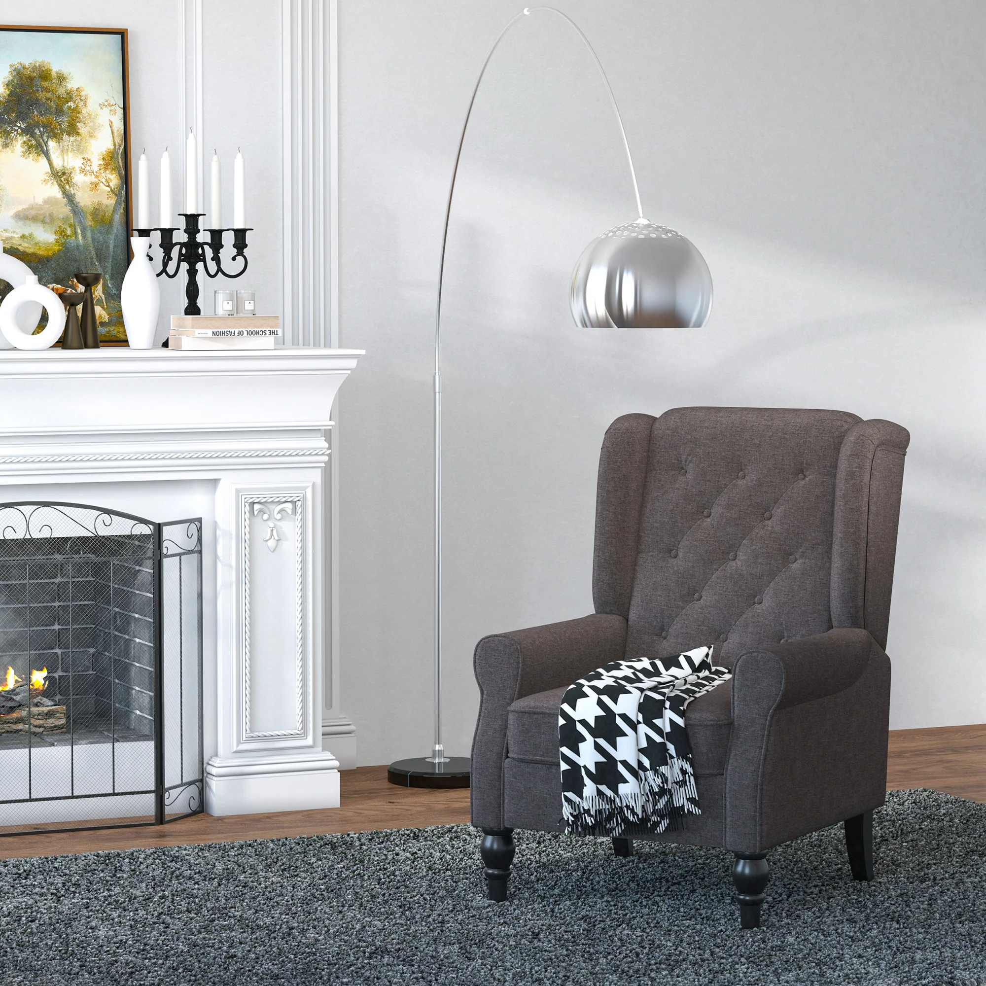 Retro Button Tufted Accent Armchair with Wooden Frame and Legs for Living Room, Bedroom, Brown - Image 4