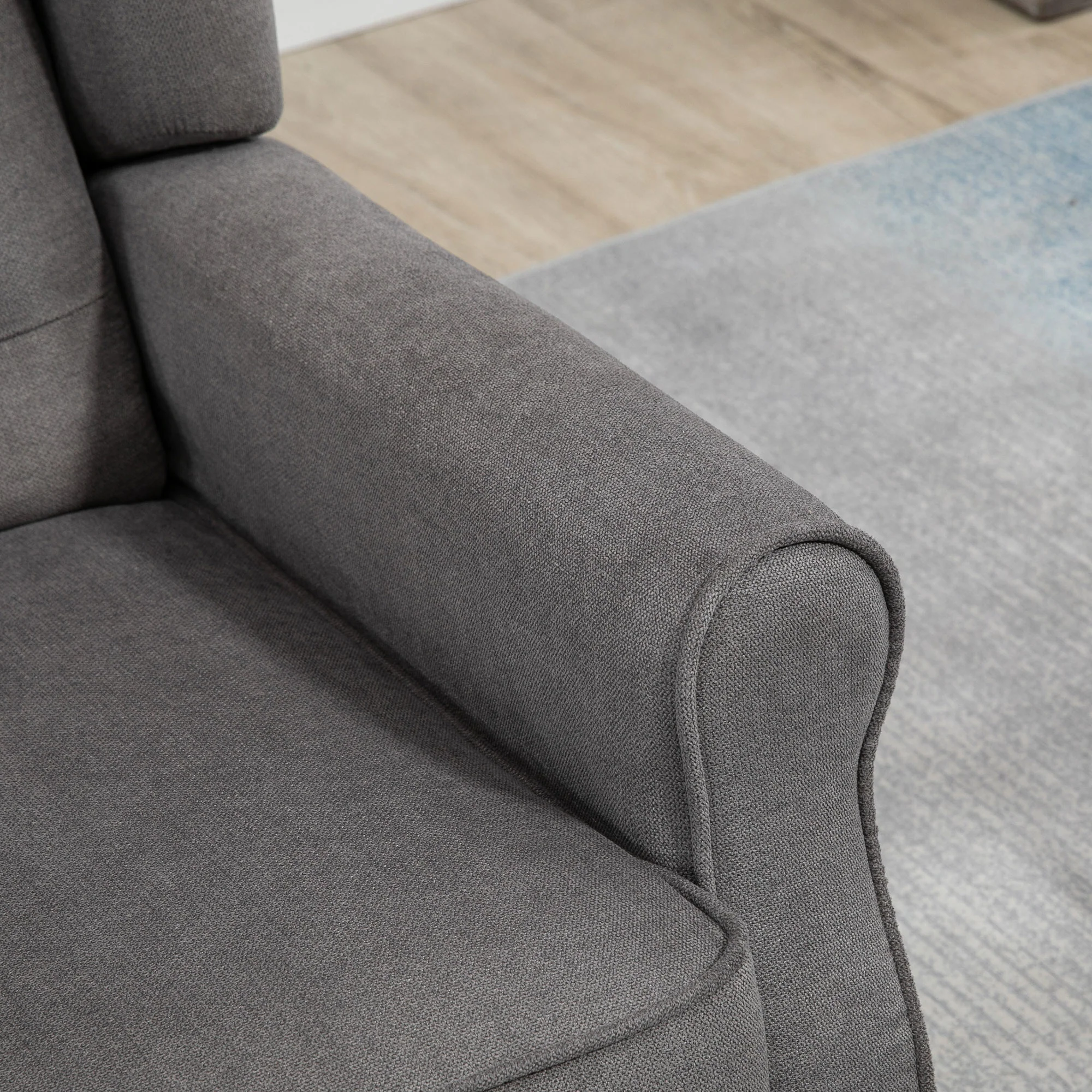 Retro Button Tufted Accent Armchair with Wooden Frame and Legs for Living Room, Bedroom, Dark Grey - Image 14