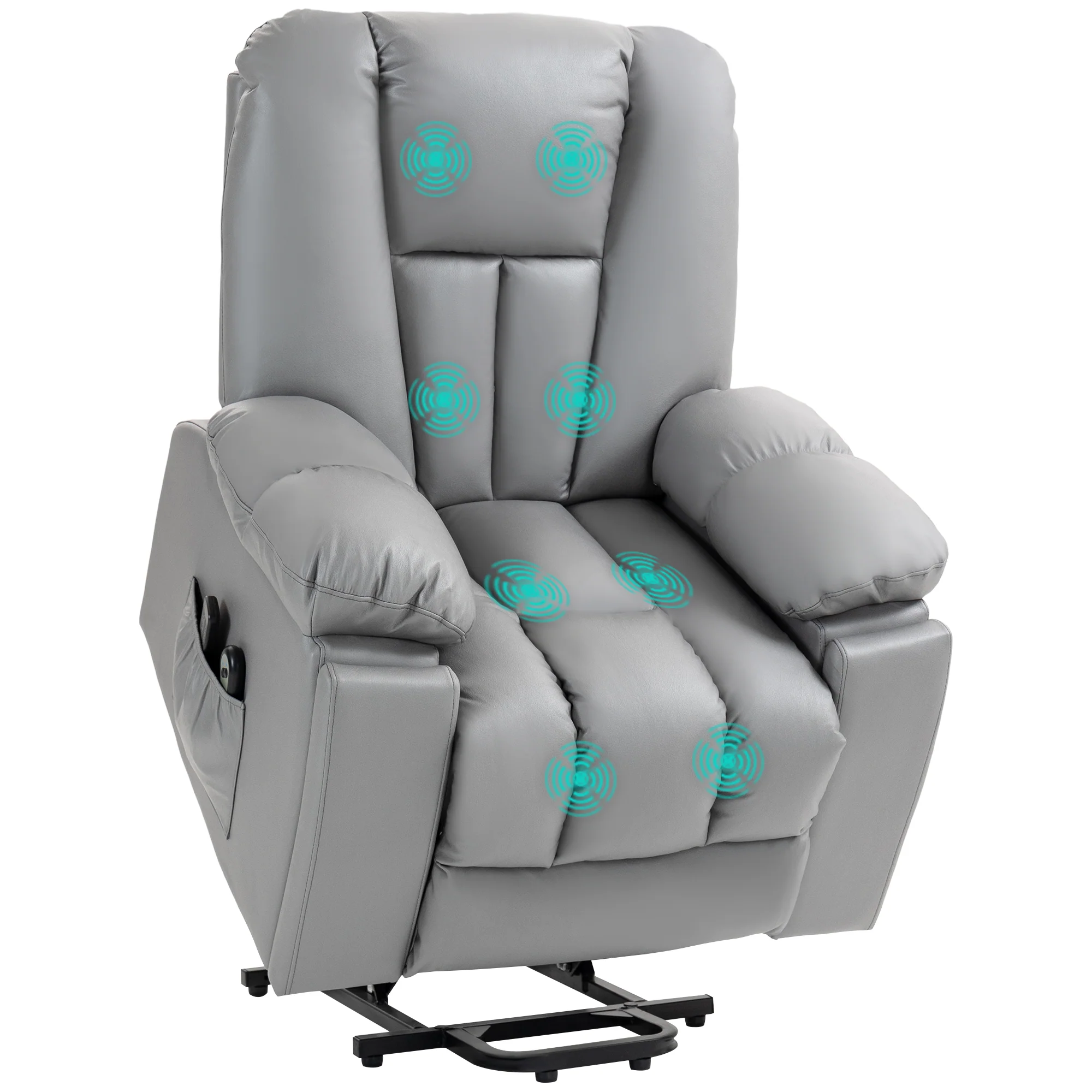 Power Lift Chair with Vibration Massage, Electric Recliner Armchair, Quick Assembly, Charcoal Grey
