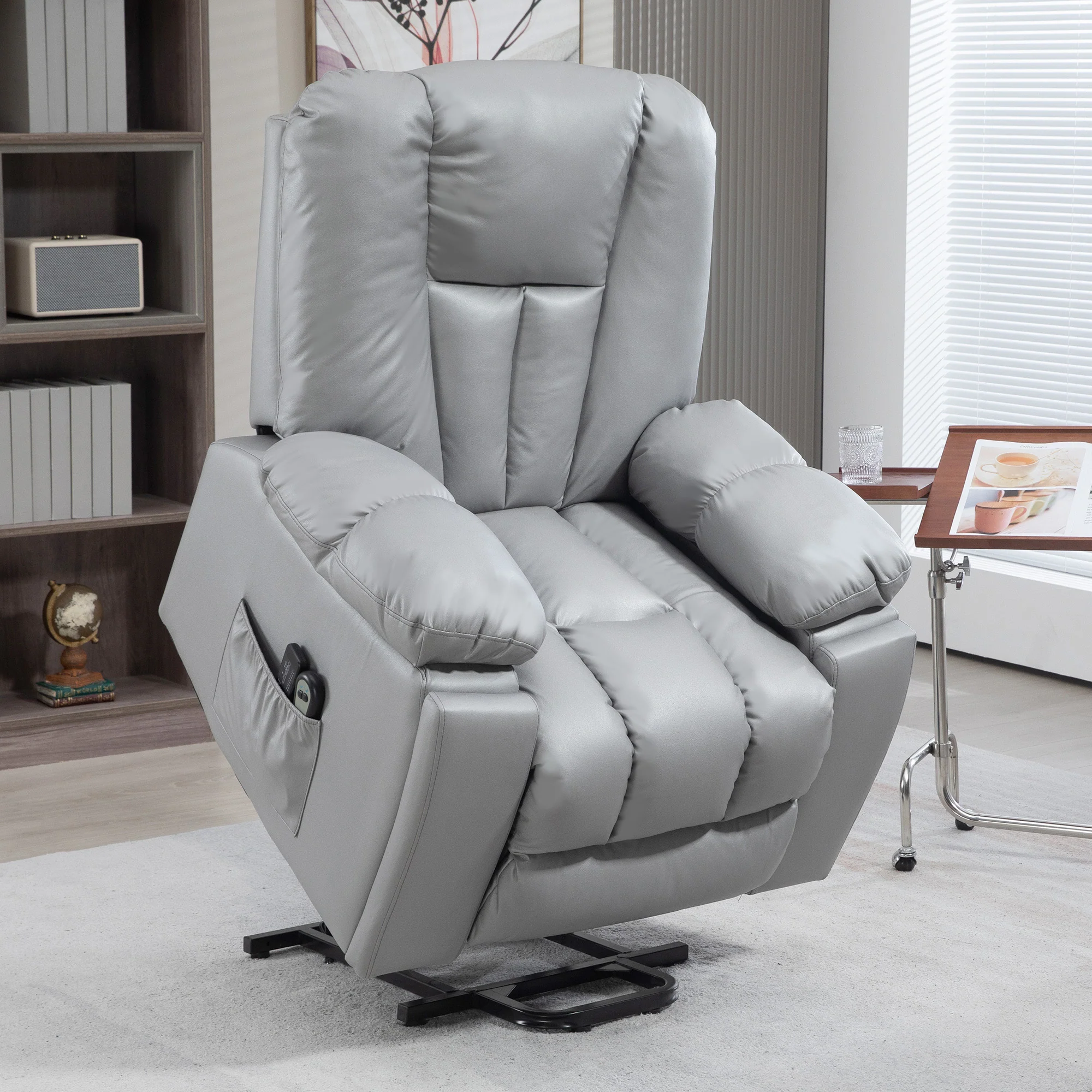 Power Lift Chair with Vibration Massage, Electric Recliner Armchair, Quick Assembly, Charcoal Grey - Image 4