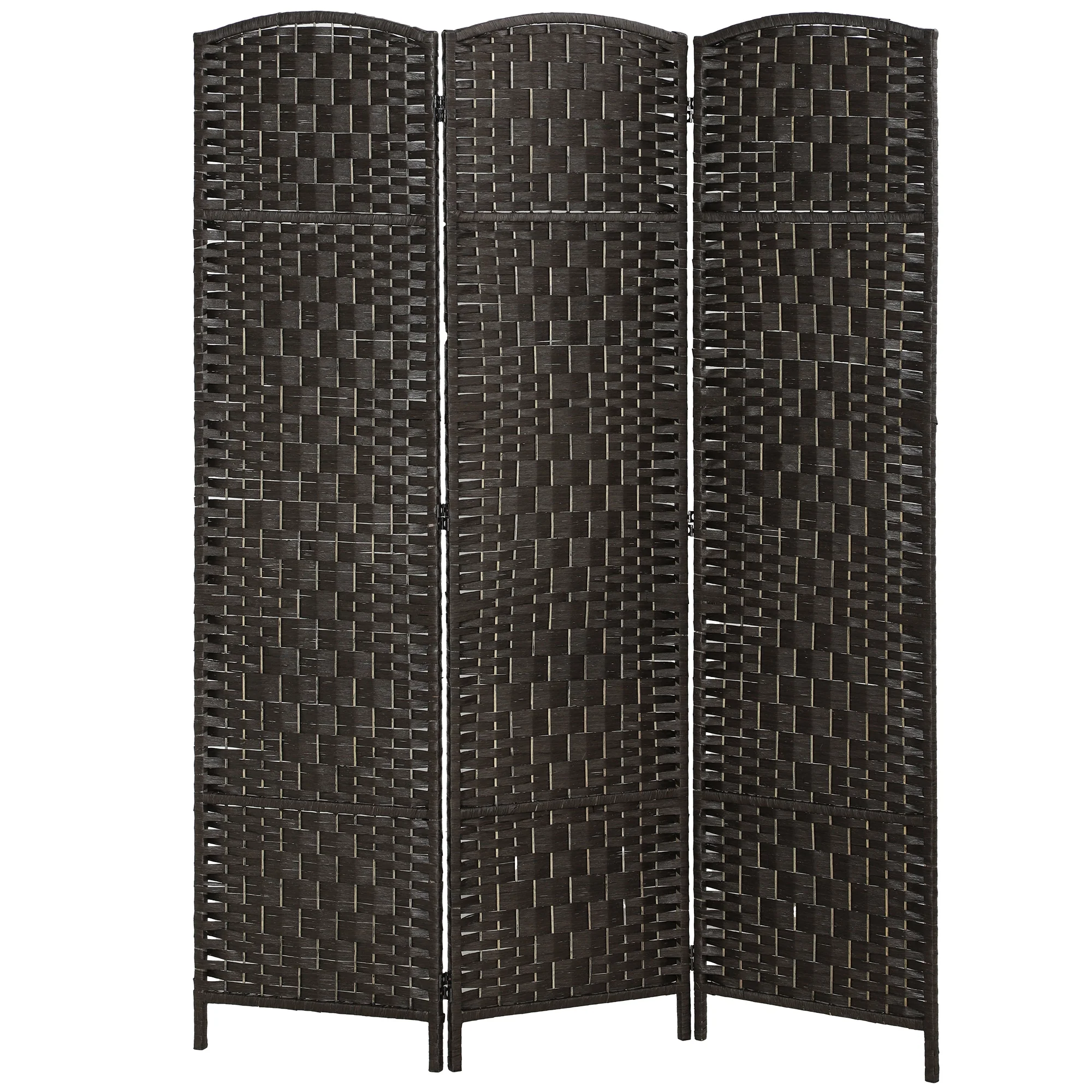 71" Tall 3-Panel Folding Room Divider, Wicker Weave Privacy Screen for Home Office, Coffee - Image 12
