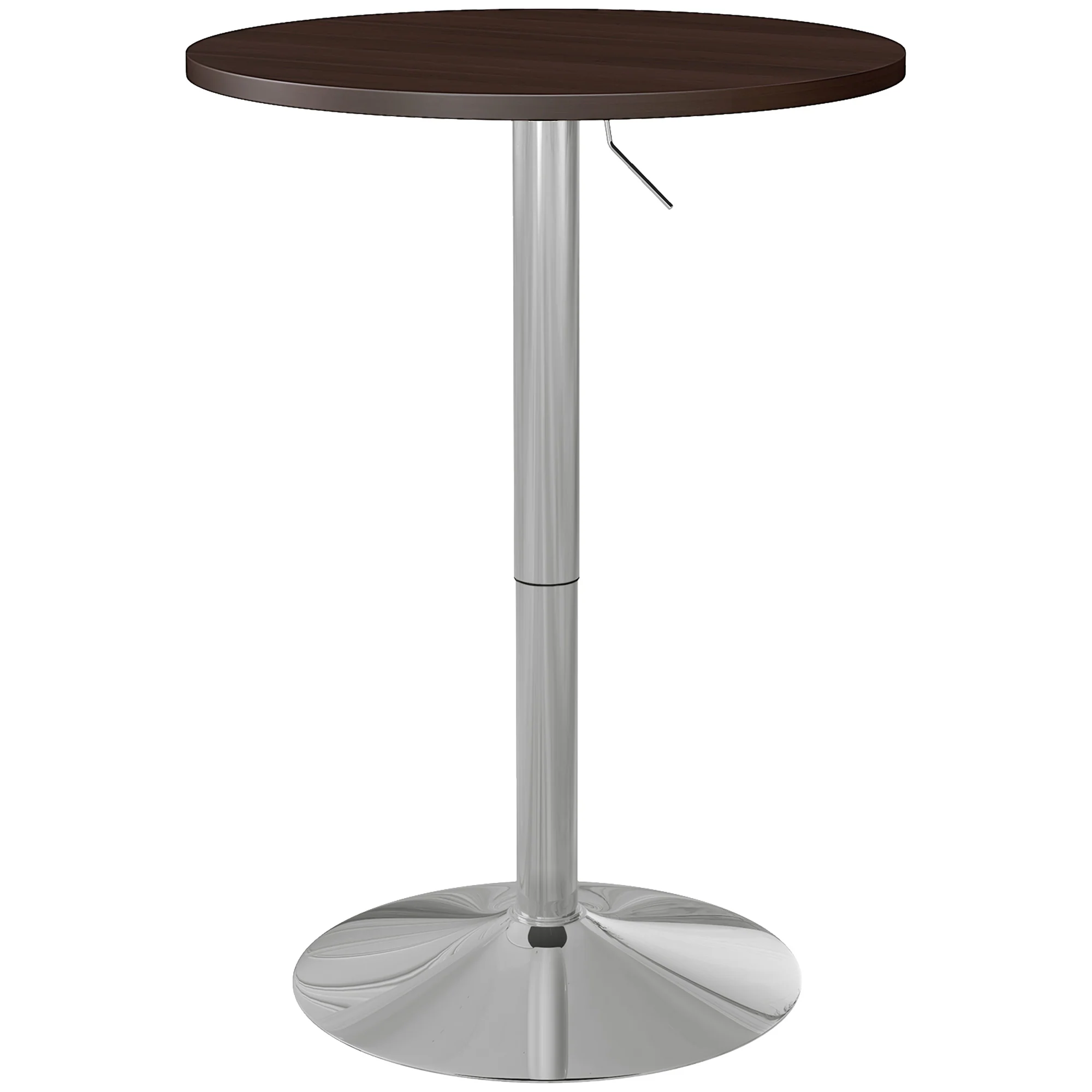 Round Adjustable Pub Table with 360?? Swivel Top & Steel Base, Walnut