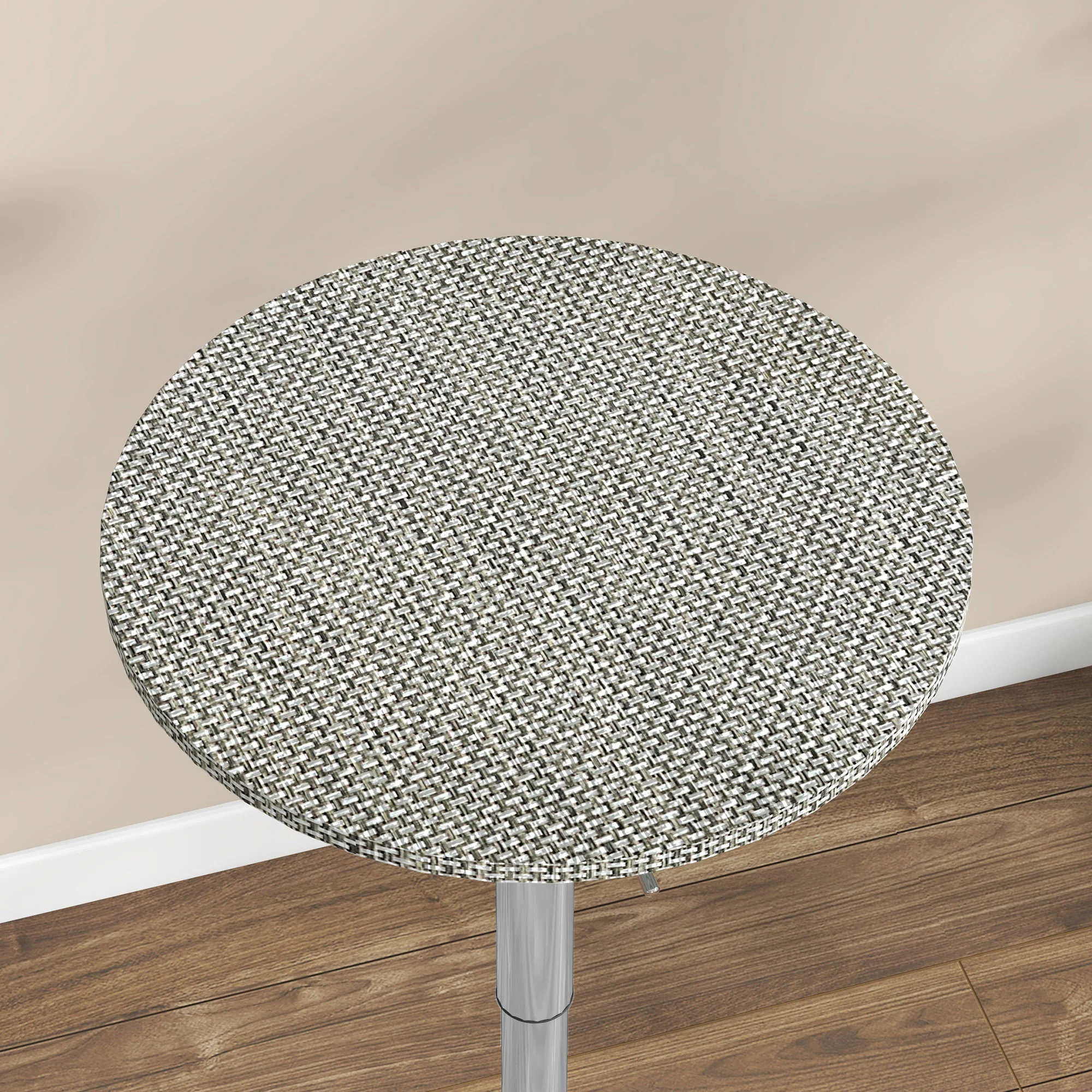 Round Adjustable Pub Table with PE Rattan Top & Steel Base, Beige Grey - Image 10