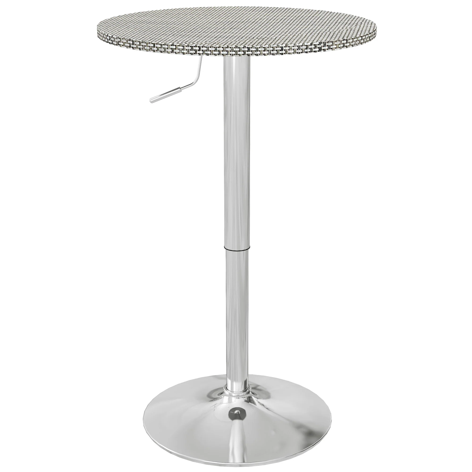 Round Adjustable Pub Table with PE Rattan Top & Steel Base, Beige Grey - Image 2