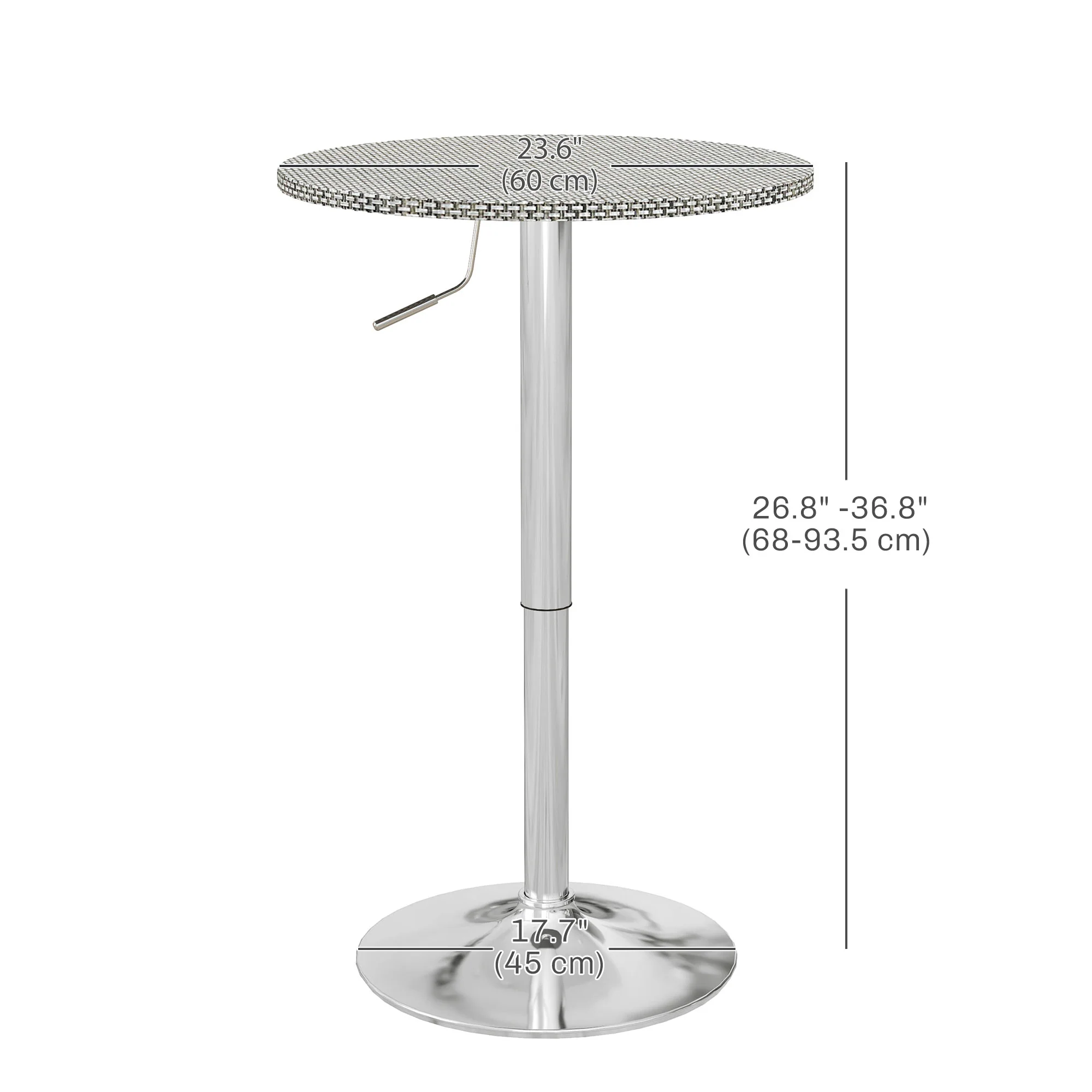 Round Adjustable Pub Table with PE Rattan Top & Steel Base, Beige Grey - Image 5