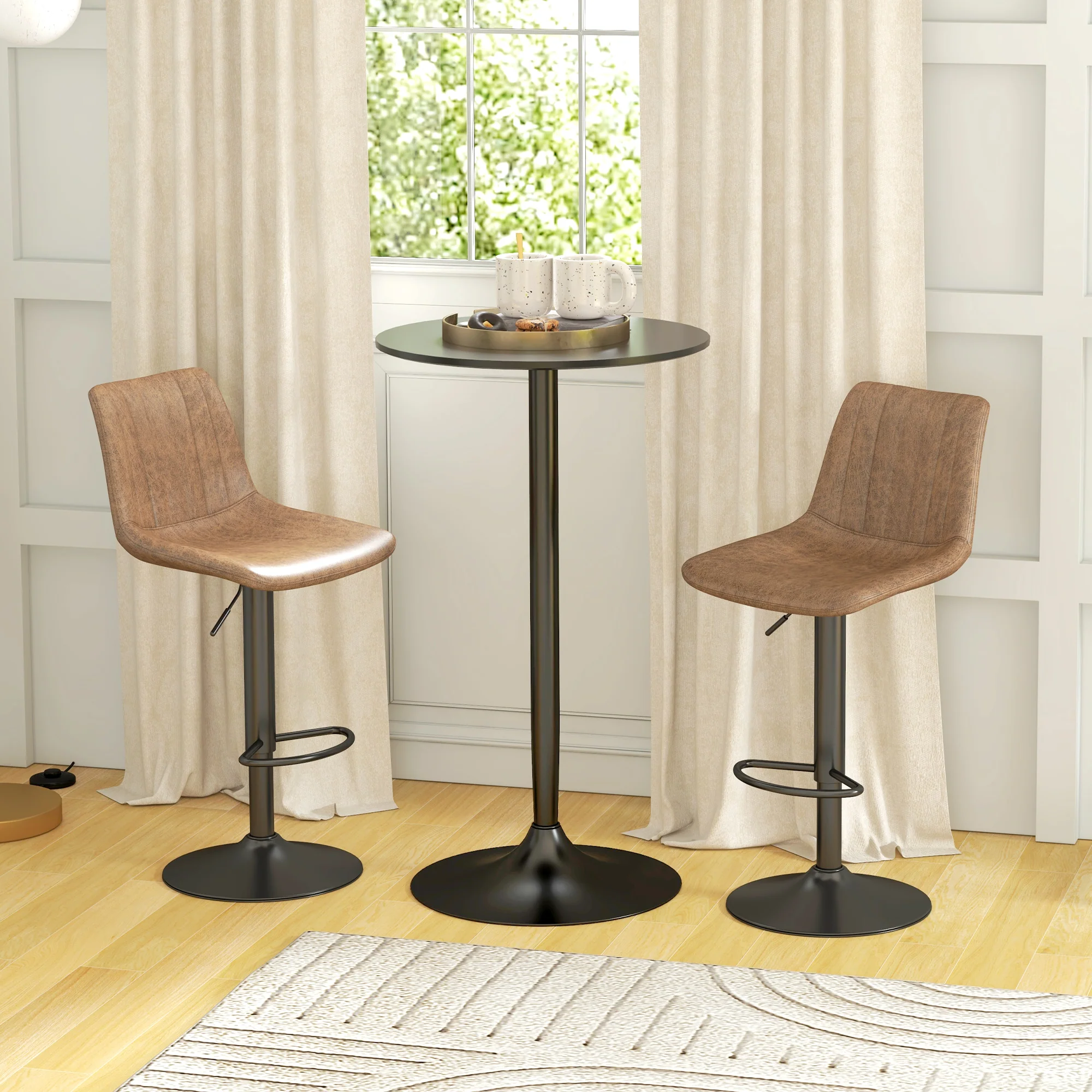 High Top Pub Table with Painted Top & Steel Frame Easy Assembly, Black - Image 3