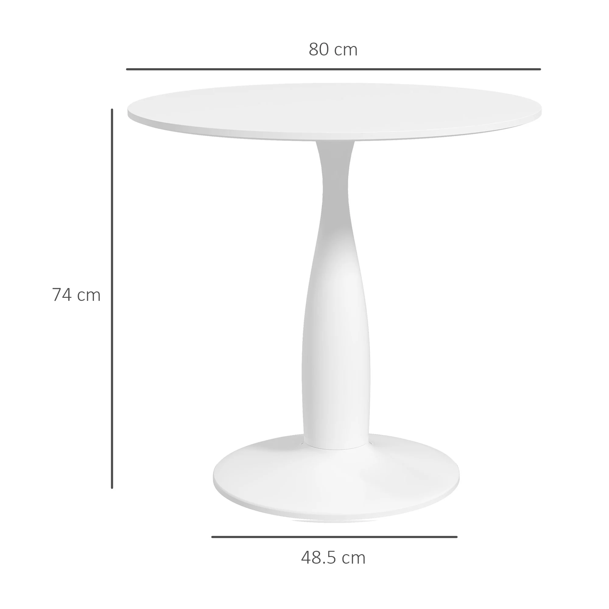 Modern Round Dining Table for 2 with Steel Base, Non-slip Foot Pad, White - Image 5