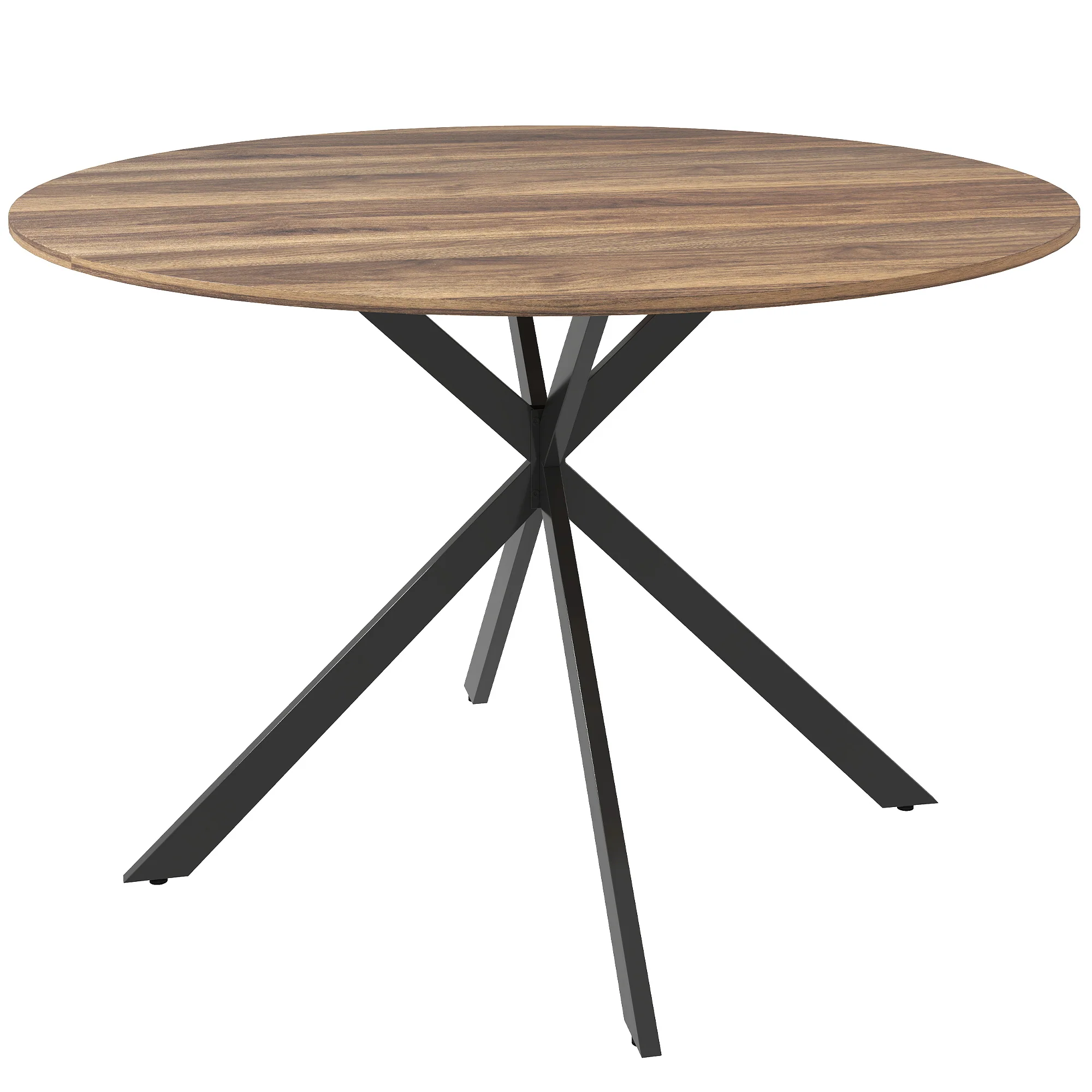 Round Dining Table for 4, 47" Industrial Kitchen Table with Steel Legs for Dining Room, Dark Brown and Black - Image 12