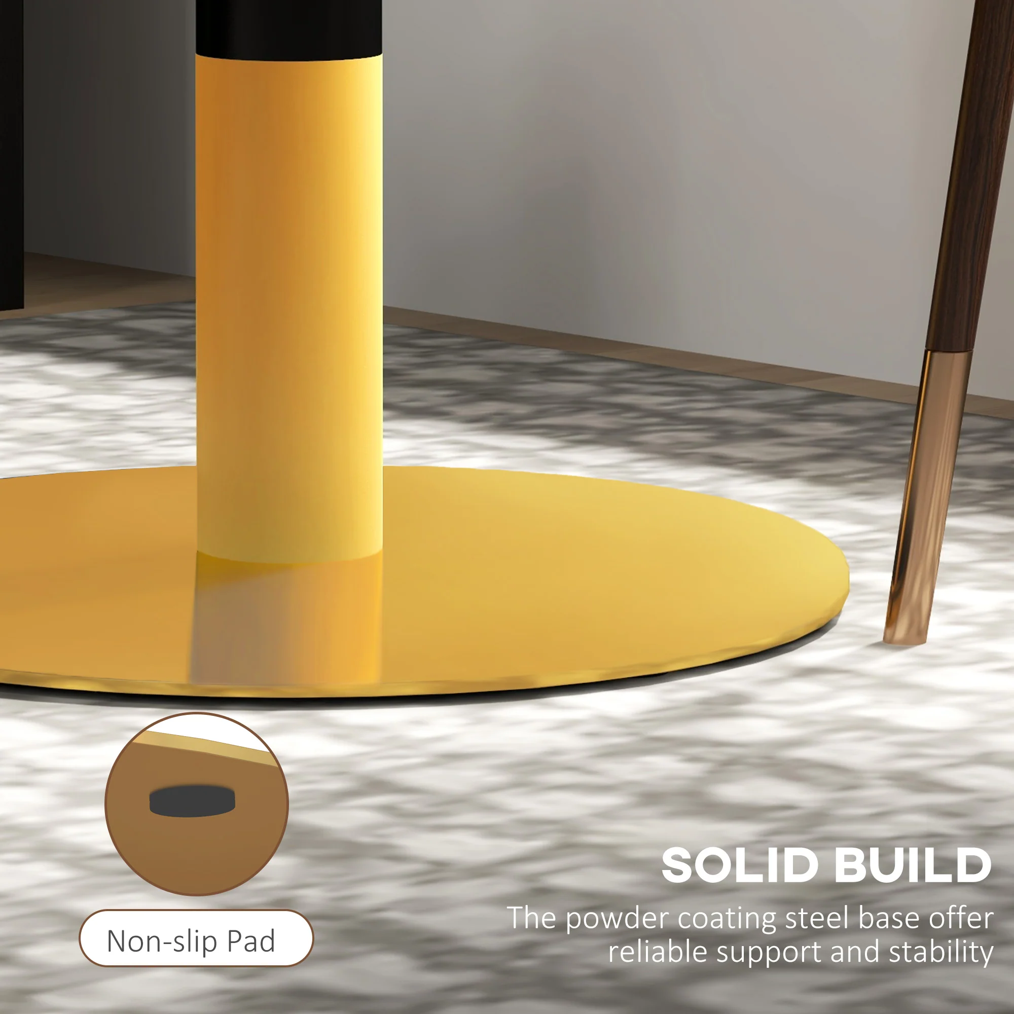 Round Modern Dining Table for 4 with Faux Marble Top, White - Image 8