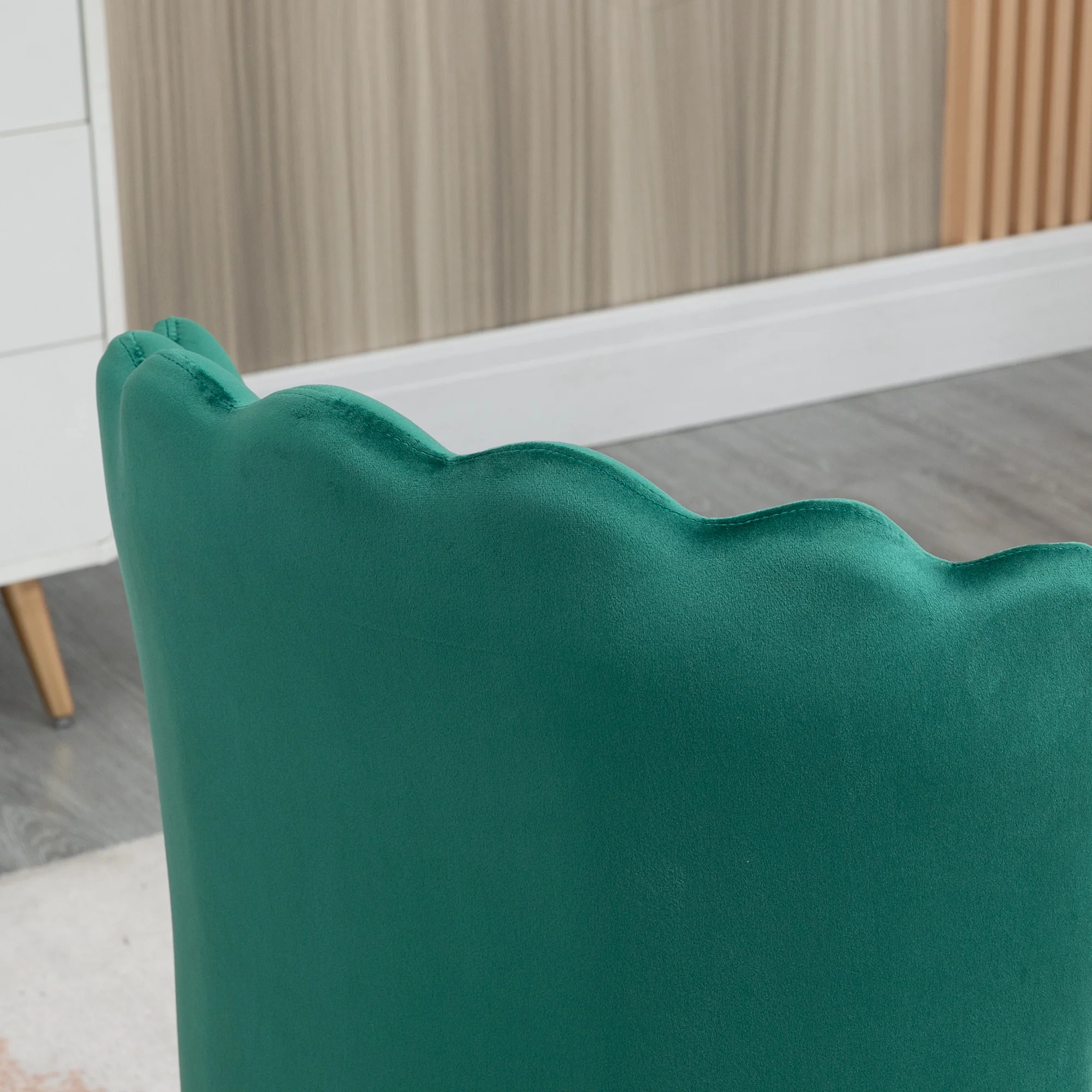 Shell Luxe Velvet Accent Chair with Gold-tone Metal Legs, Modern Vanity Chair, Green - Image 10