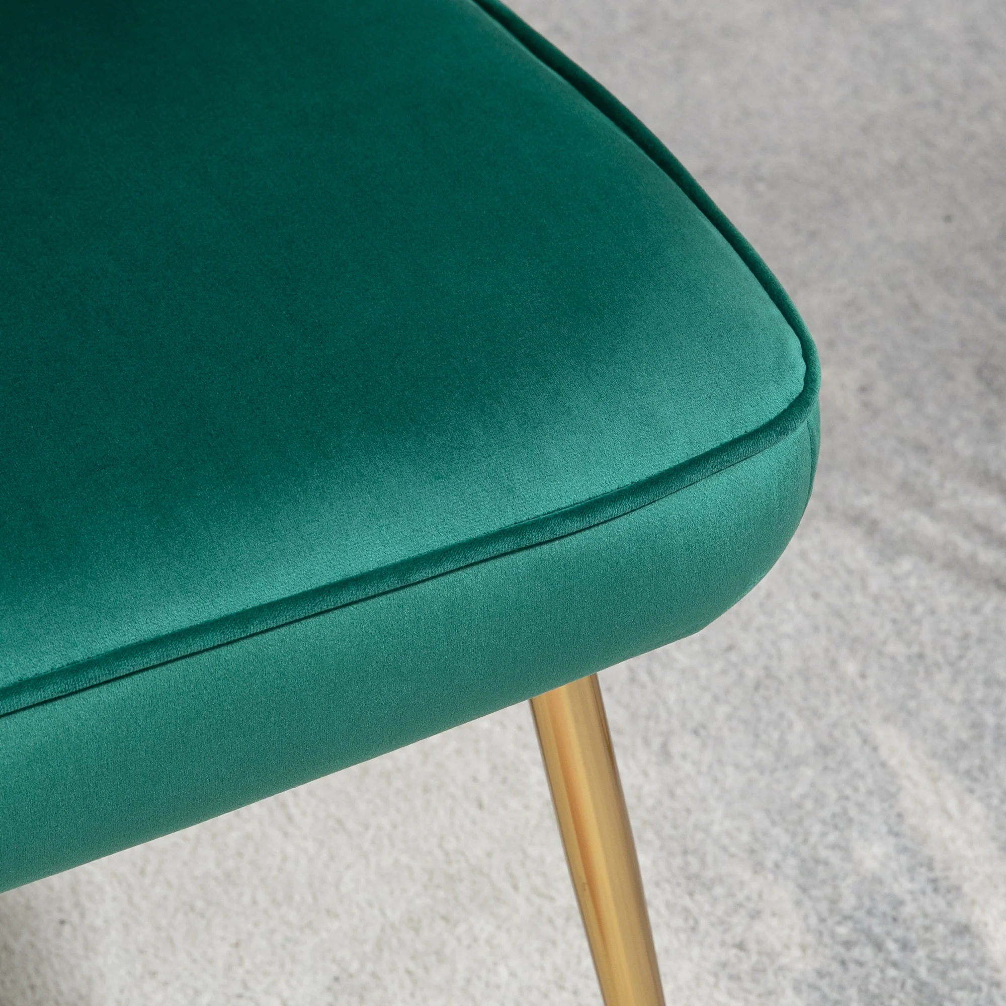 Shell Luxe Velvet Accent Chair with Gold-tone Metal Legs, Modern Vanity Chair, Green - Image 11