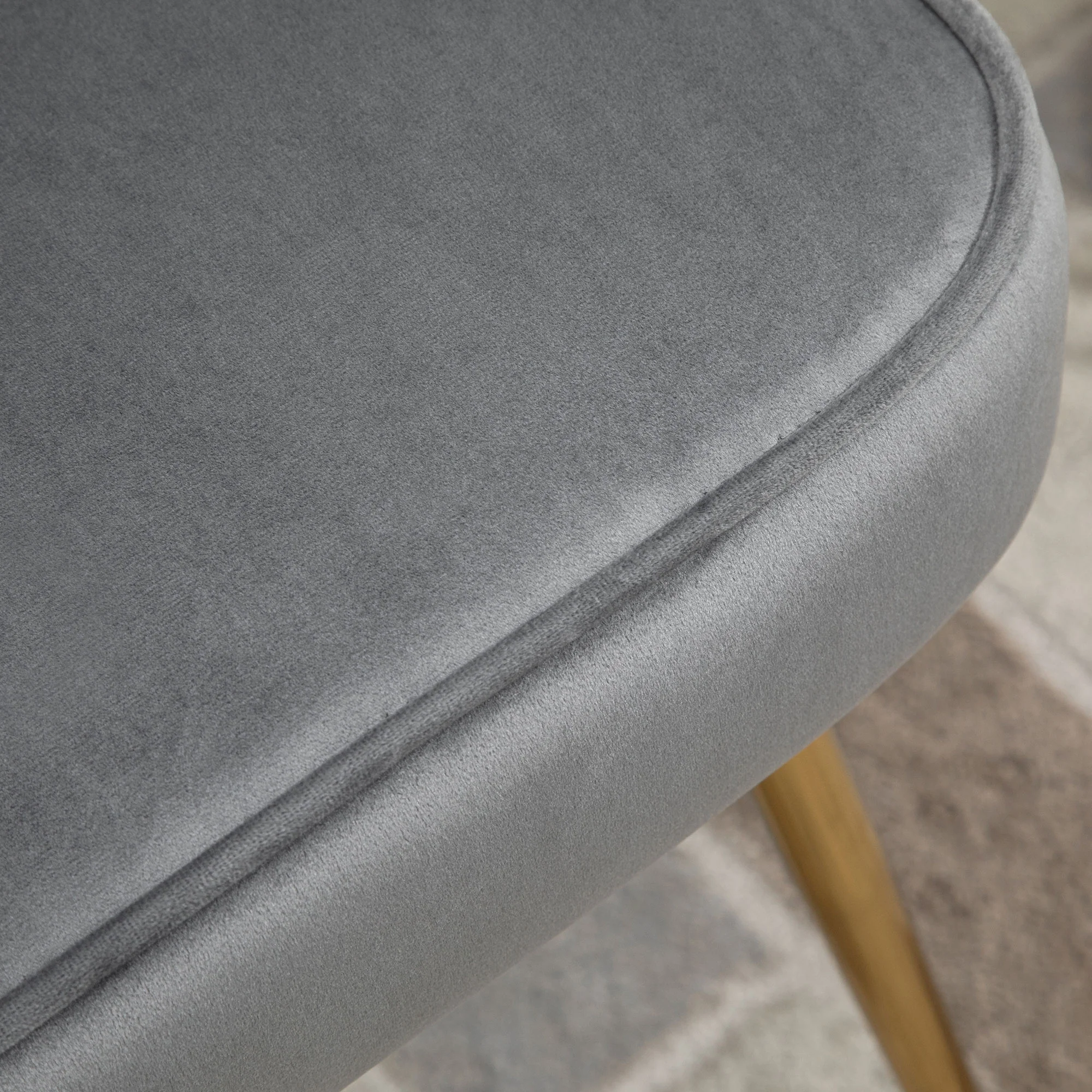 Shell Luxe Velvet Accent Chair with Gold-tone Metal Legs, Modern Vanity Chair, Grey - Image 11