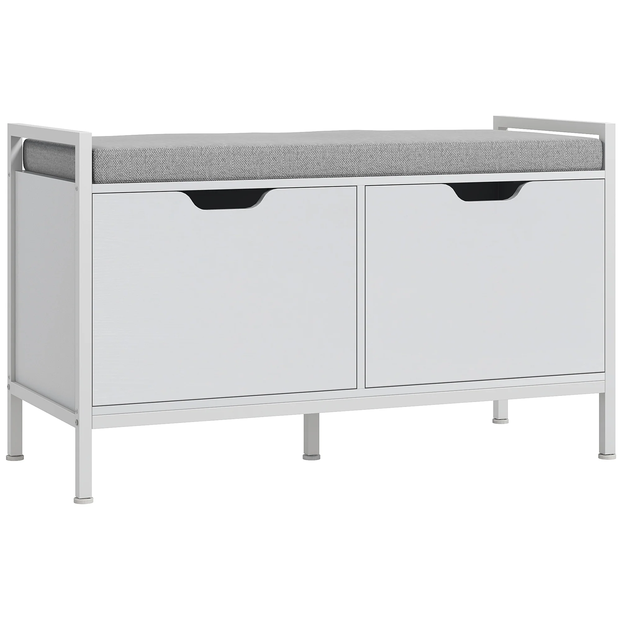 Shoe Bench with Seat Cushion, Shoe Cabinet for Hallway, Entryway, Supports 352lbs, White - Image 2