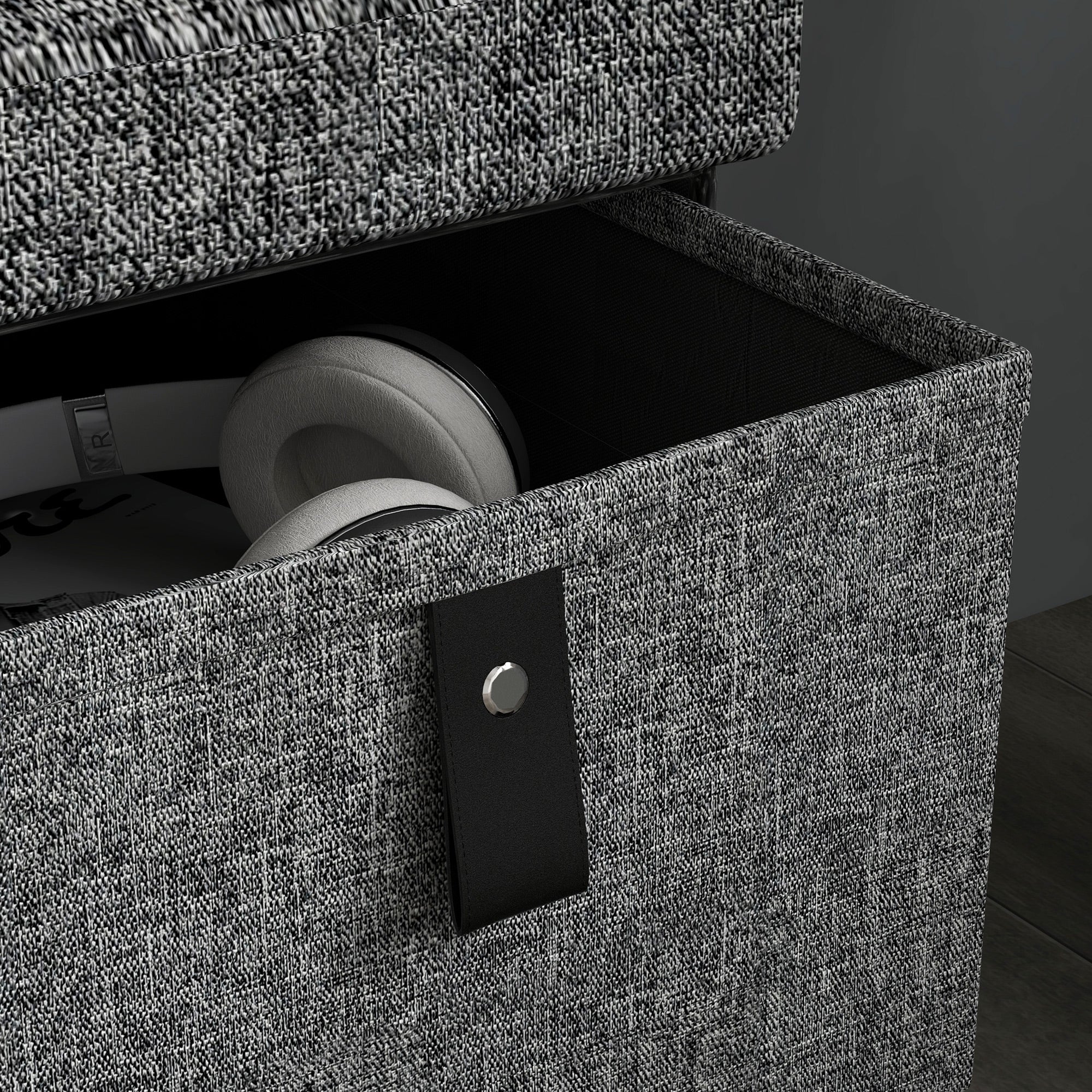 Shoe Storage Bench with Cushion and 6 Fabric Drawers for Entryway, Hallway, Dark Grey - Image 10