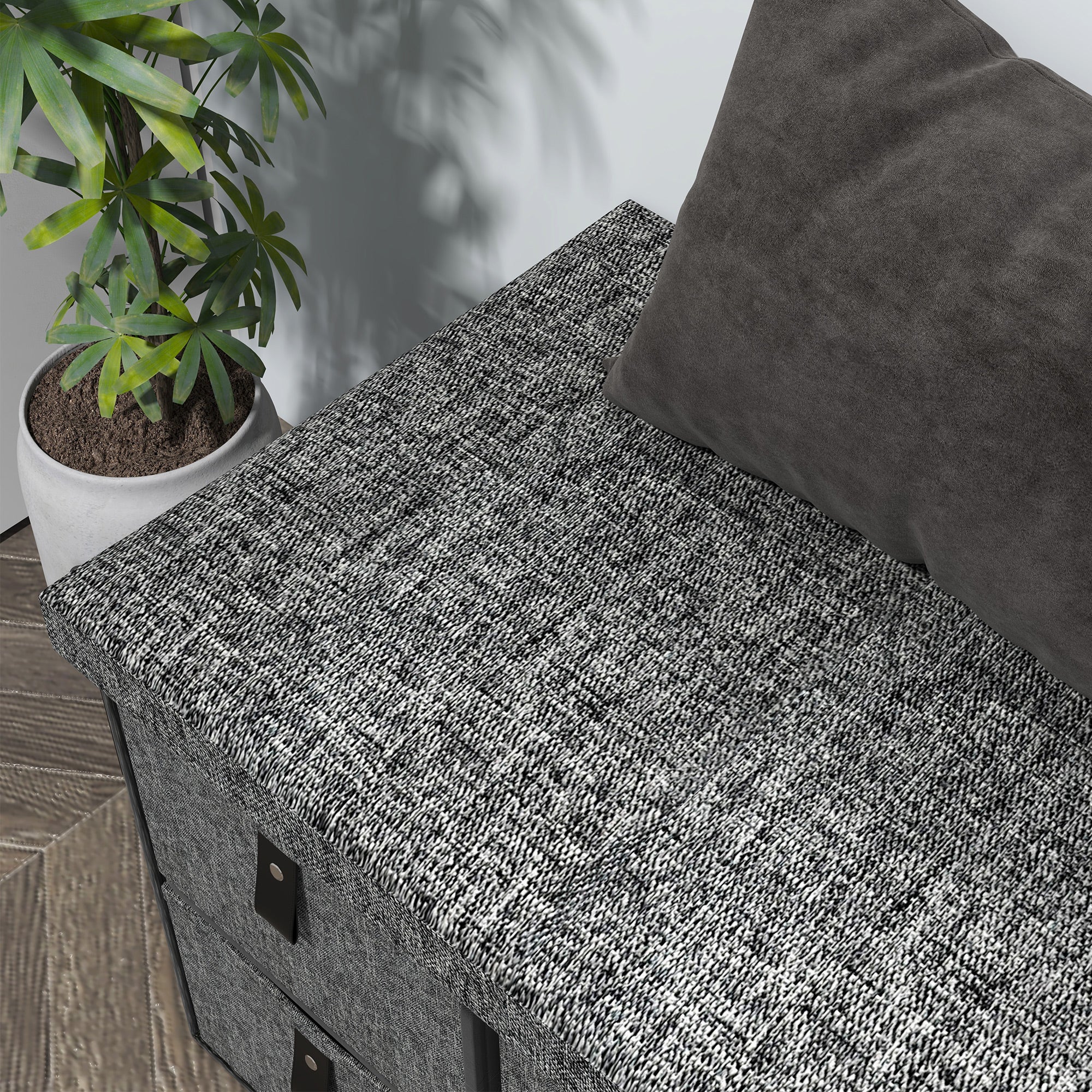 Shoe Storage Bench with Cushion and 6 Fabric Drawers for Entryway, Hallway, Dark Grey - Image 11