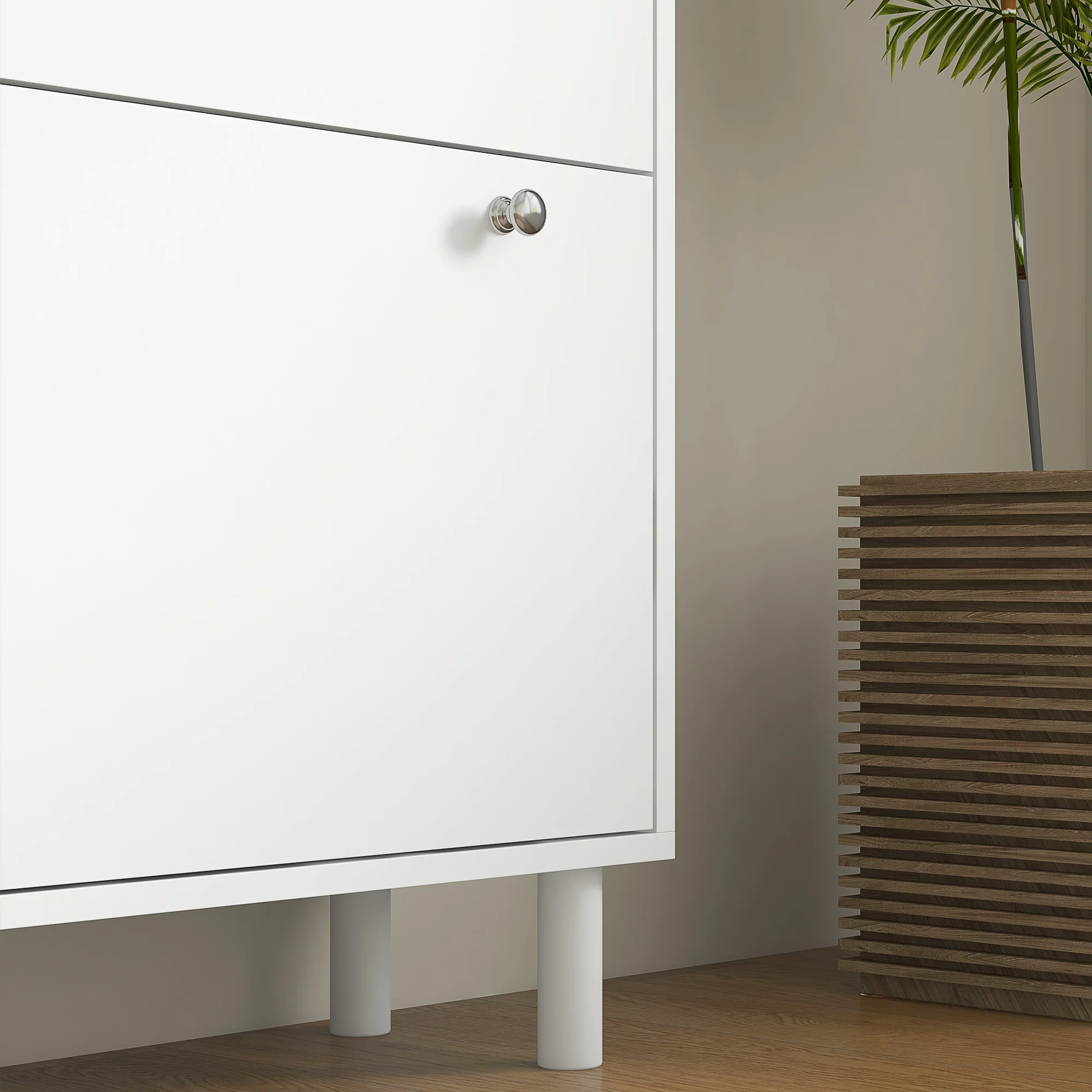Narrow Shoe Cabinet with 3 Flip Drawers & Adjustable Shelves for 24 Pairs of Shoes, White - Image 11