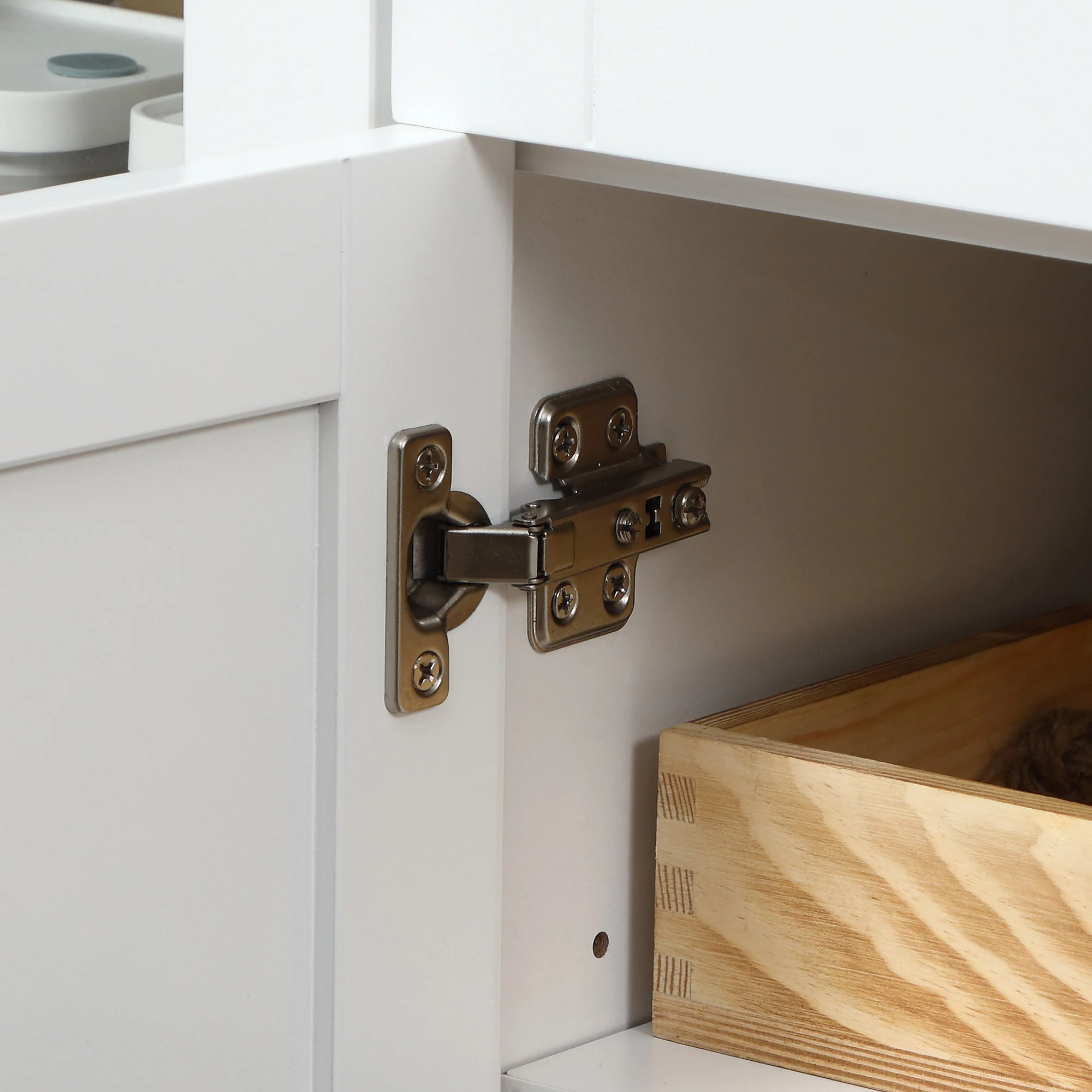 Sideboard Buffet with 2 Drawers 3 Storage Cabinets & Glass Doors, Oak White - Image 16