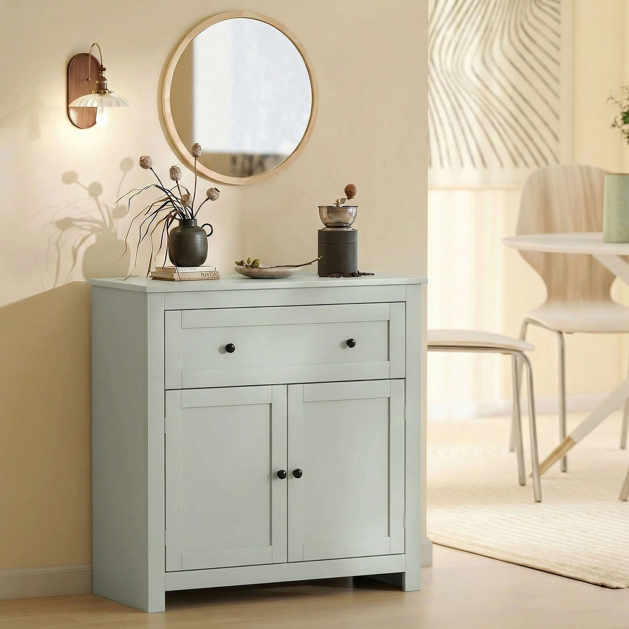 Modern Storage Sideboard with Adjustable Shelves & Drawer for Living Room, Green - Image 11