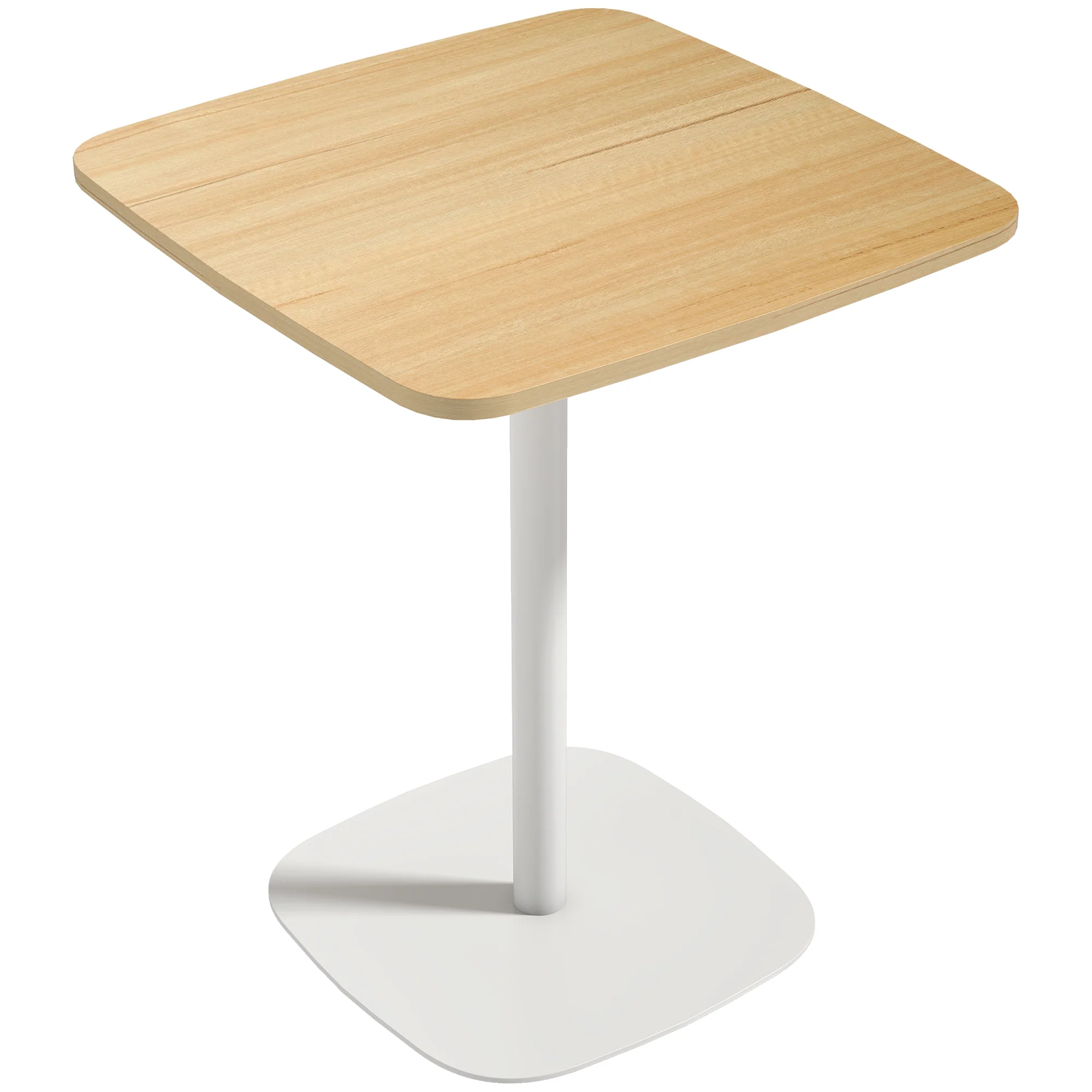 Small Dining Table, 60 cm Square Kitchen Table with Wood Veneer Top, Square Steel Pedestal Base and Anti-slip Foot Pads for Living Room, Dining Room, Natural Wood Finish - Image 12