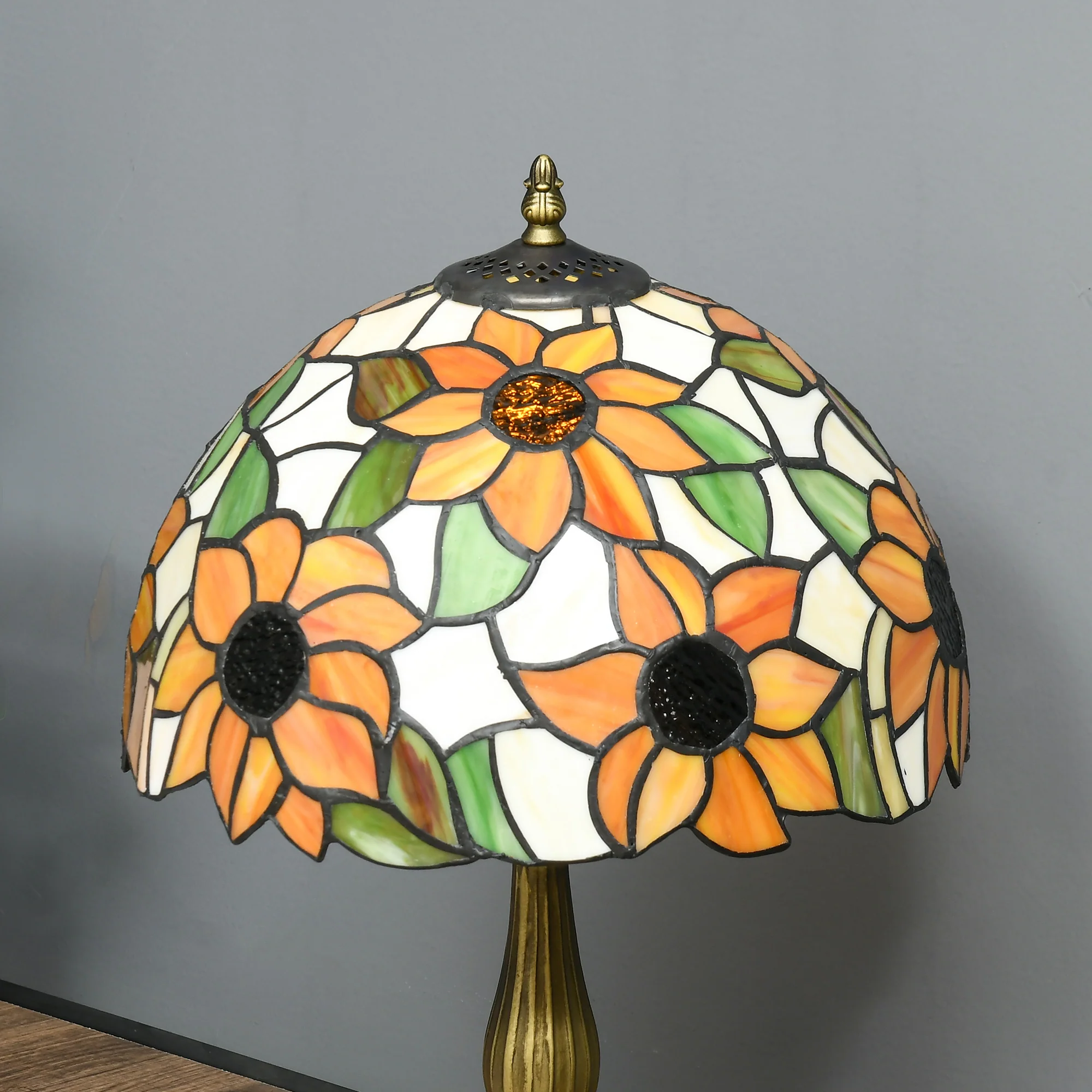 Handmade Stained Glass Table Lamp, Antique Lamp for Bedroom, Living room, Orange Sunflower - Image 8
