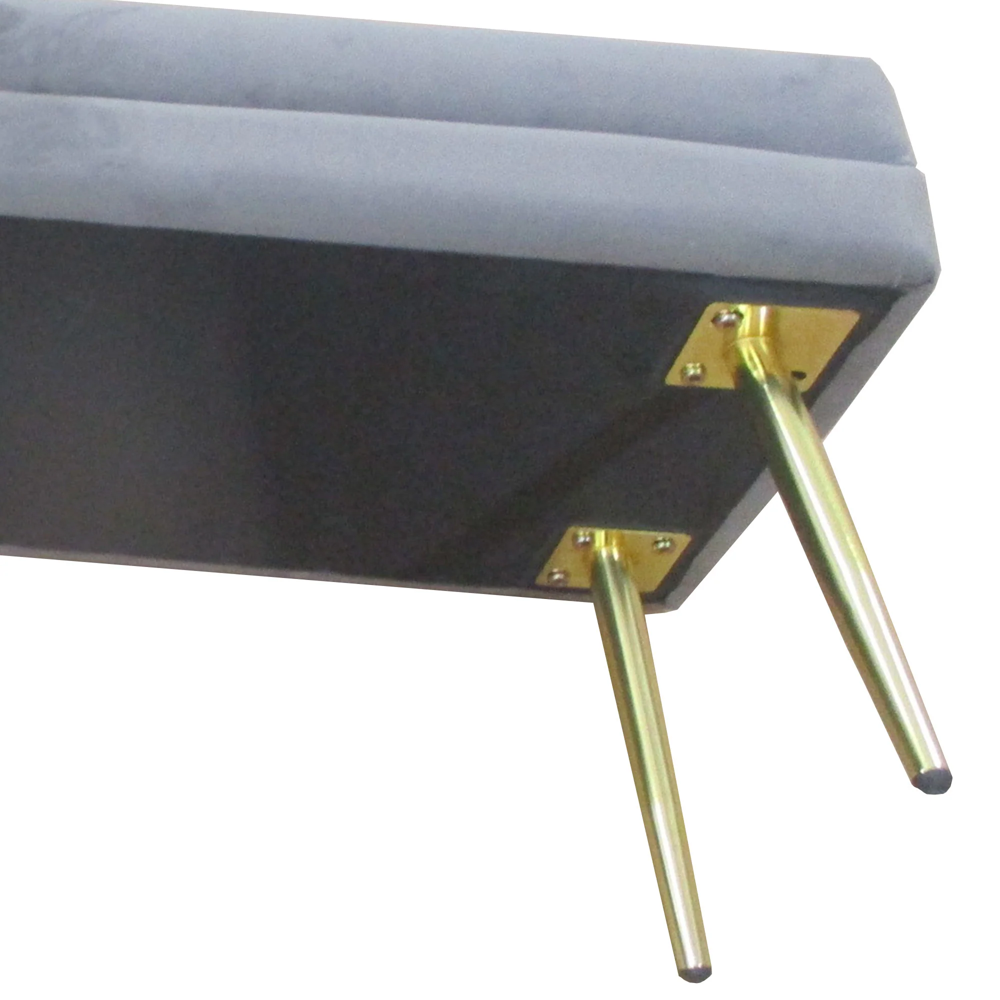 Velvet-feel Storage Bench, End of Bed Bench with Gold Tone Legs for Entryway, Dark Grey - Image 11