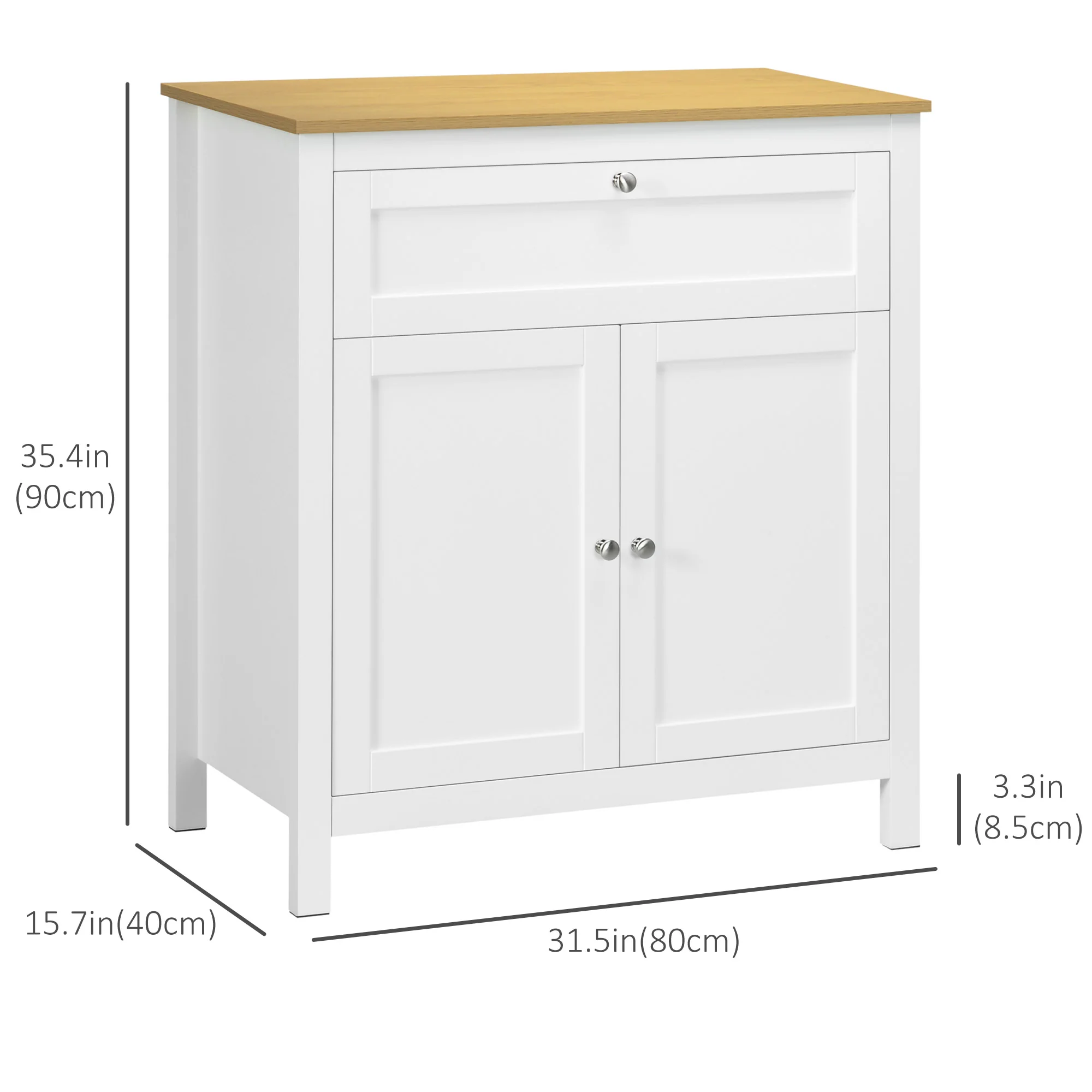 Sideboard with Drawer Double Doors & Adjustable Shelf, White - Image 5