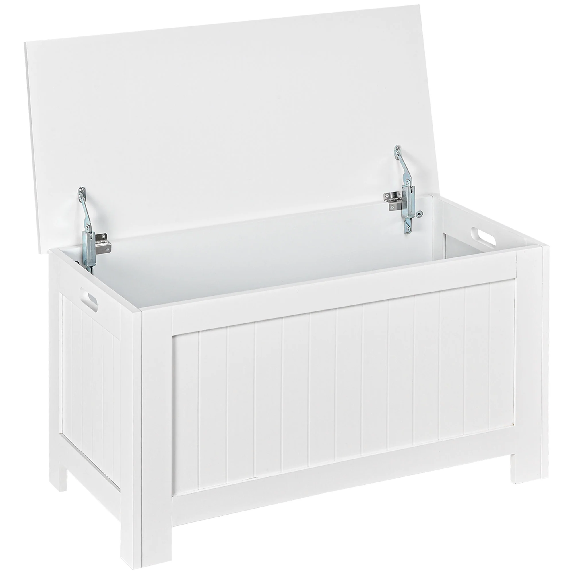 Modern Storage Chest with 2 Safety Hinges and Flip-Top Lid, Storage Trunk for Home, White