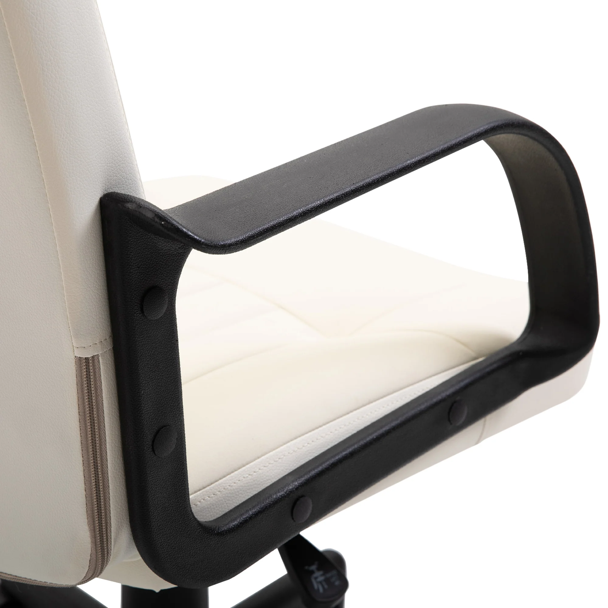 Swivel Executive Office Chair, PU Leather Computer Desk Chair with Arm, Wheels, Cream - Image 11