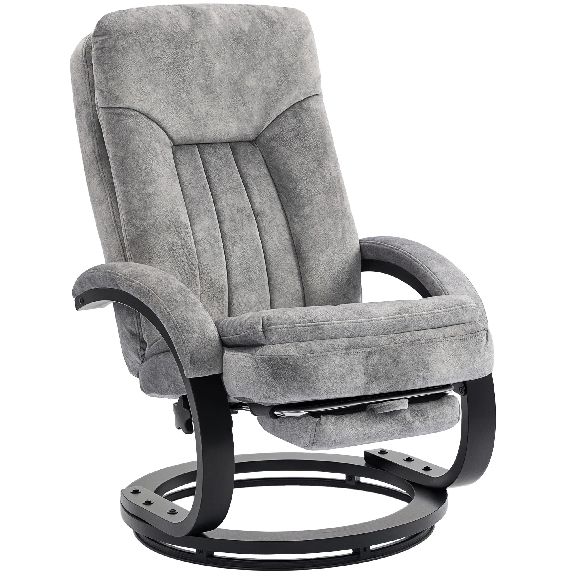 Plush Velvet Upholstered Swivel Recliner Chair with Footrest, Manual Recliner Armchair for Living Room, Grey