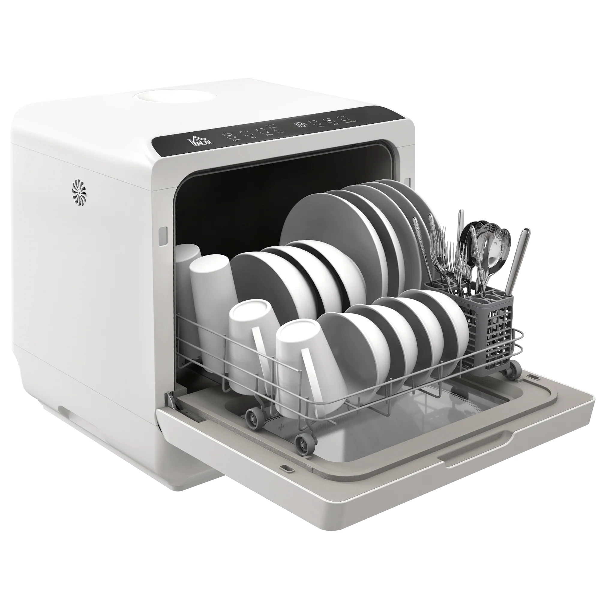 Table Top Dishwasher, Mini Countertop Dishwasher with Built-in 6L Water Tank, 6 Programs, White - Image 2
