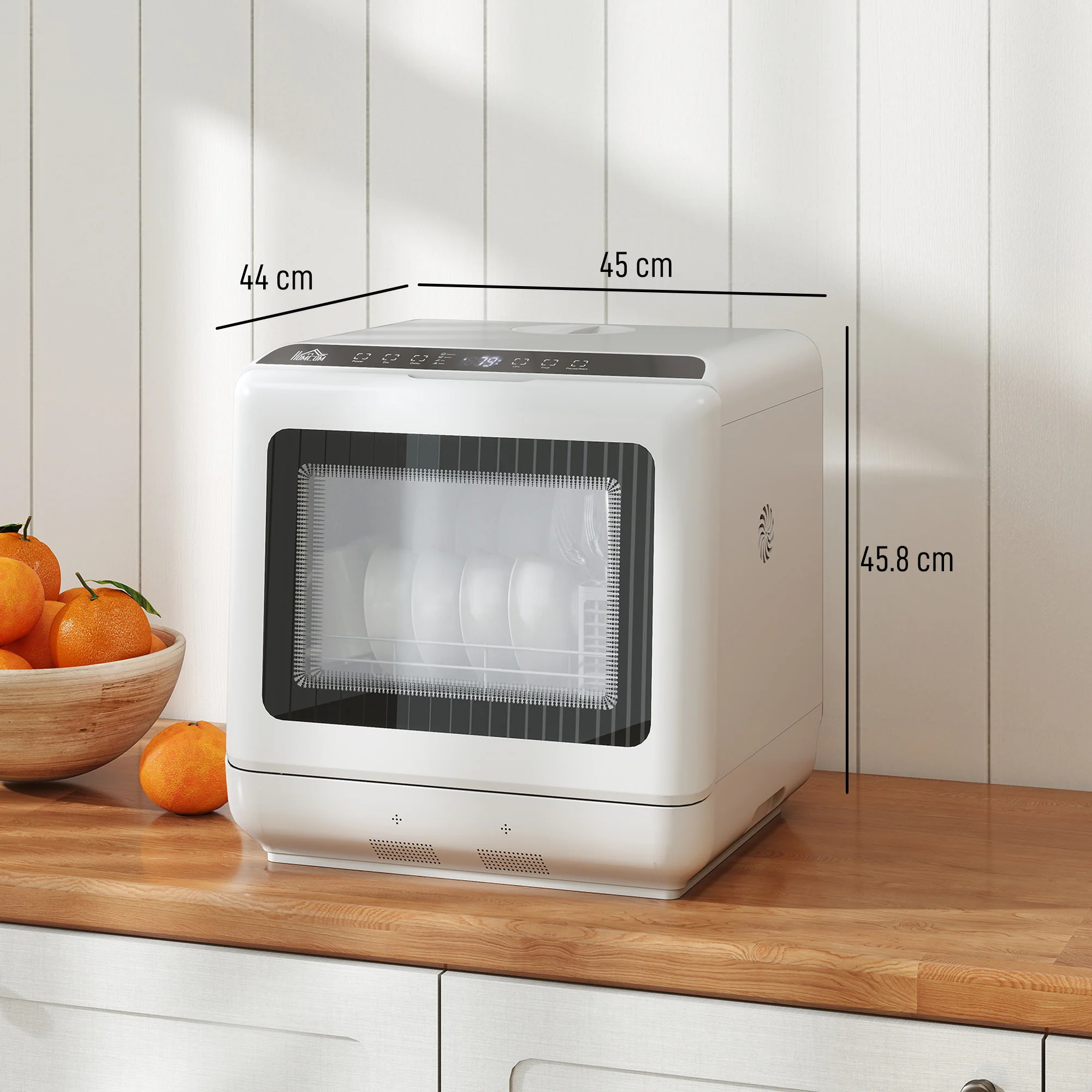 Tabletop Dishwasher, Mini Countertop Dishwasher with Built-in 6L Water Tank, 6 Programs, Touch Control, LED Display, 4 Place Settings, Dual Water Supply and Air Drying Function, White - Image 5