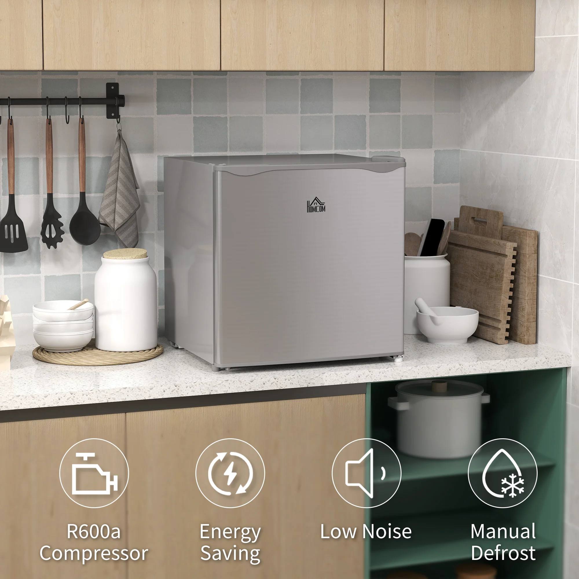 35L Tabletop Mini Freezer with Reversible Door, Adjustable Temperature & Wire Shelf, Grey - Image 10
