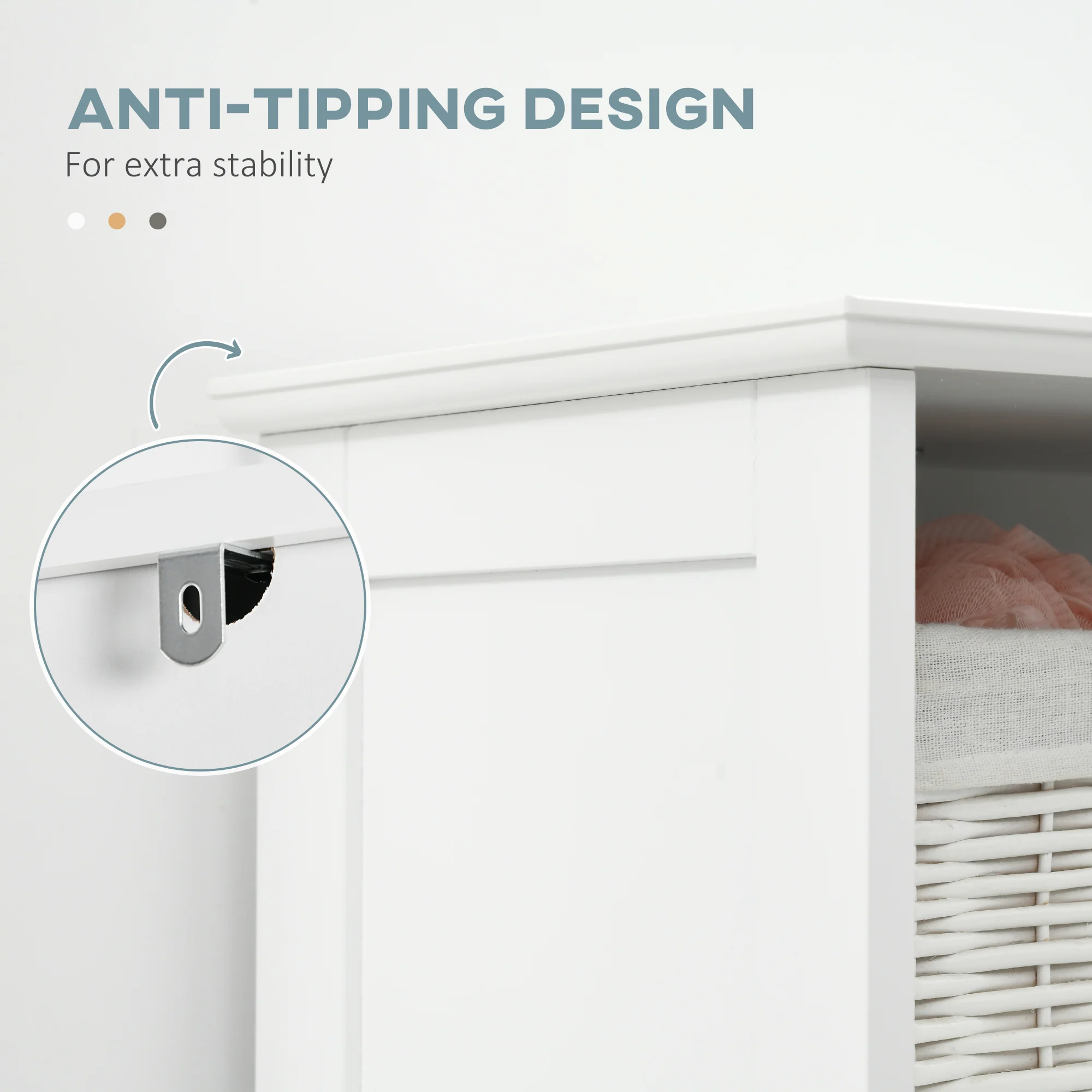 65" Tall Bath Linen Cabinet w/ 3 Open Shelves, Recessed Door & Adjustable Shelf, White - Image 8