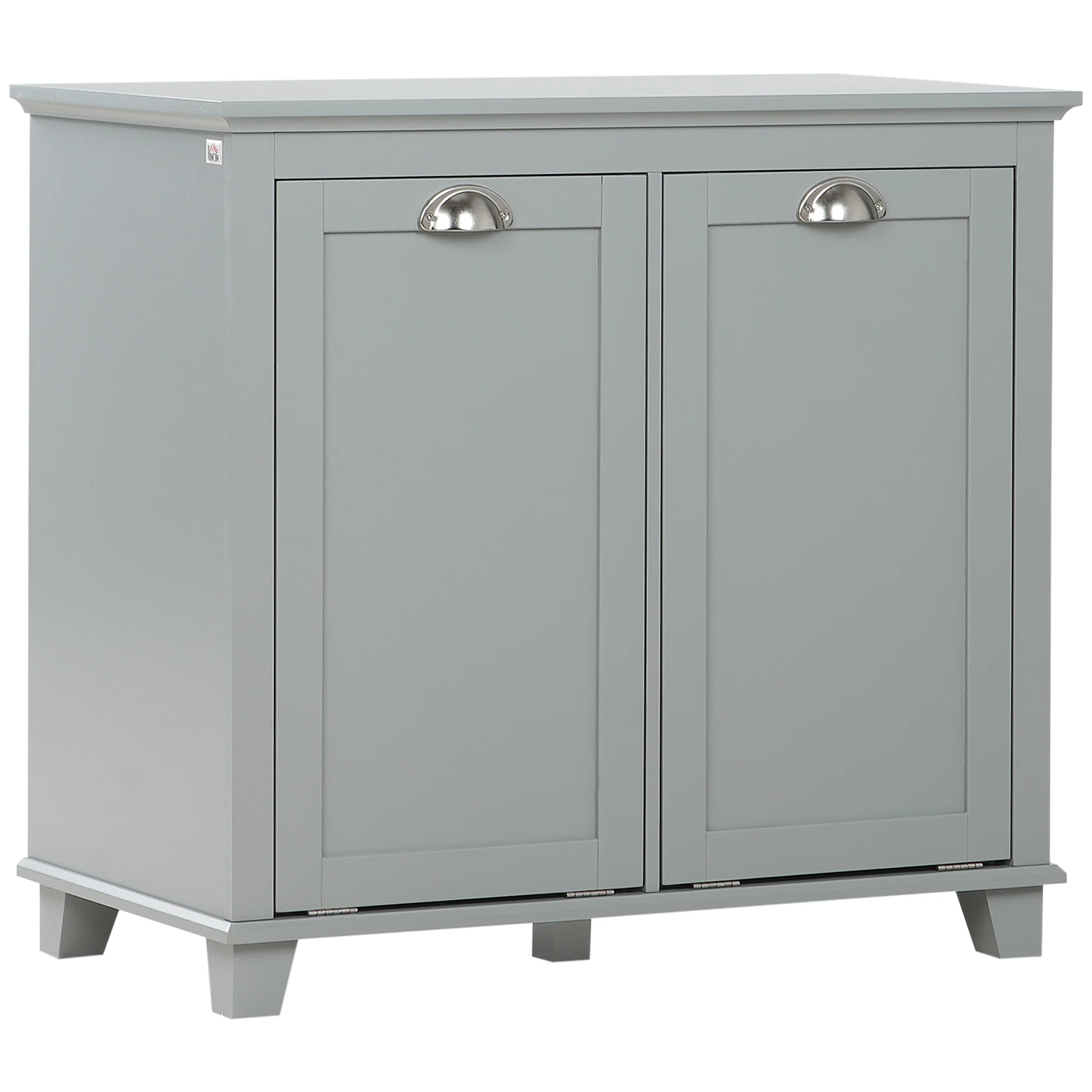 Tilt-Out Laundry Hamper, Floor Bathroom Storage Organizer with 2 Compartment, Grey