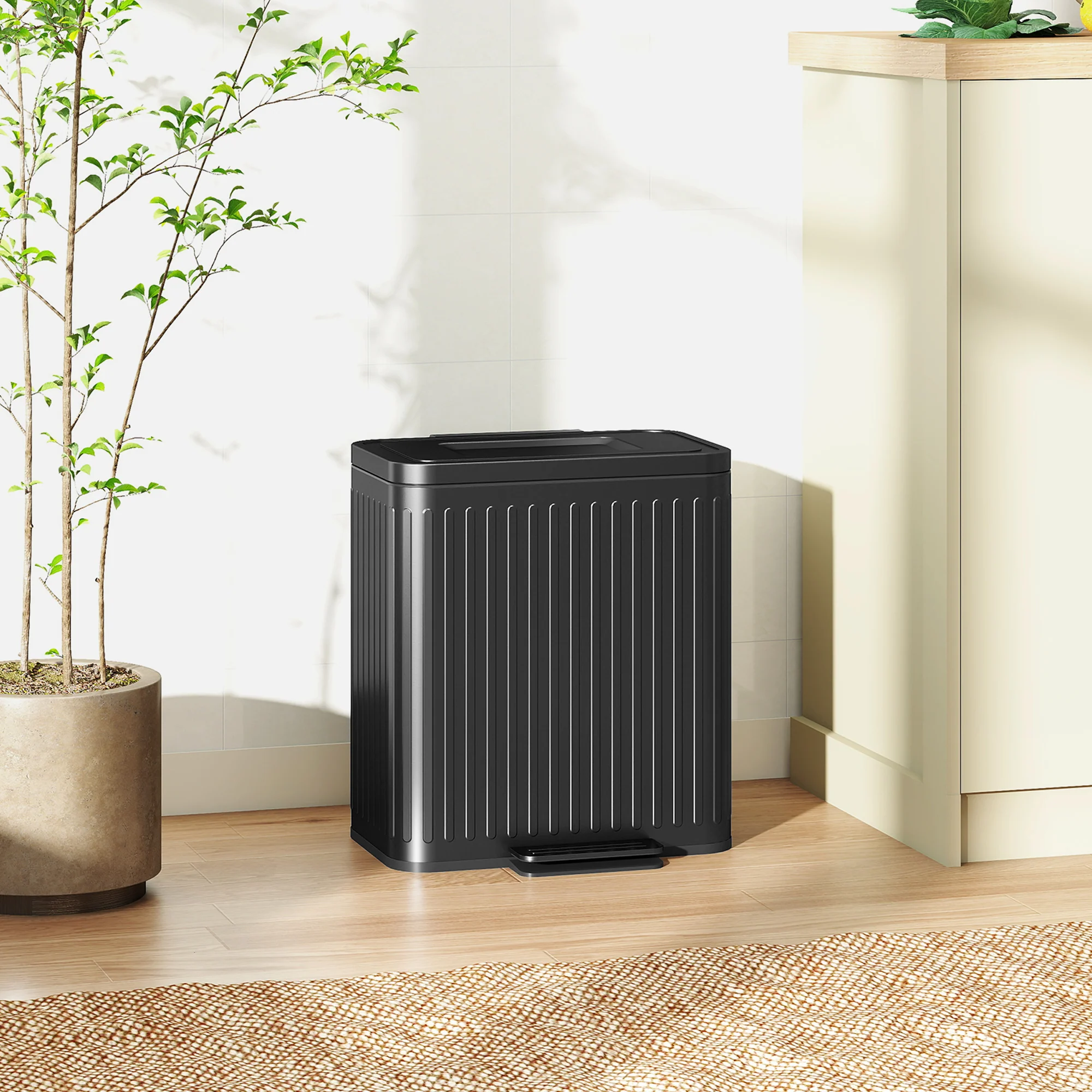 Dual Compartment Soft-Close Pedal Bin - 40L Fingerprint-Resistant - Image 10