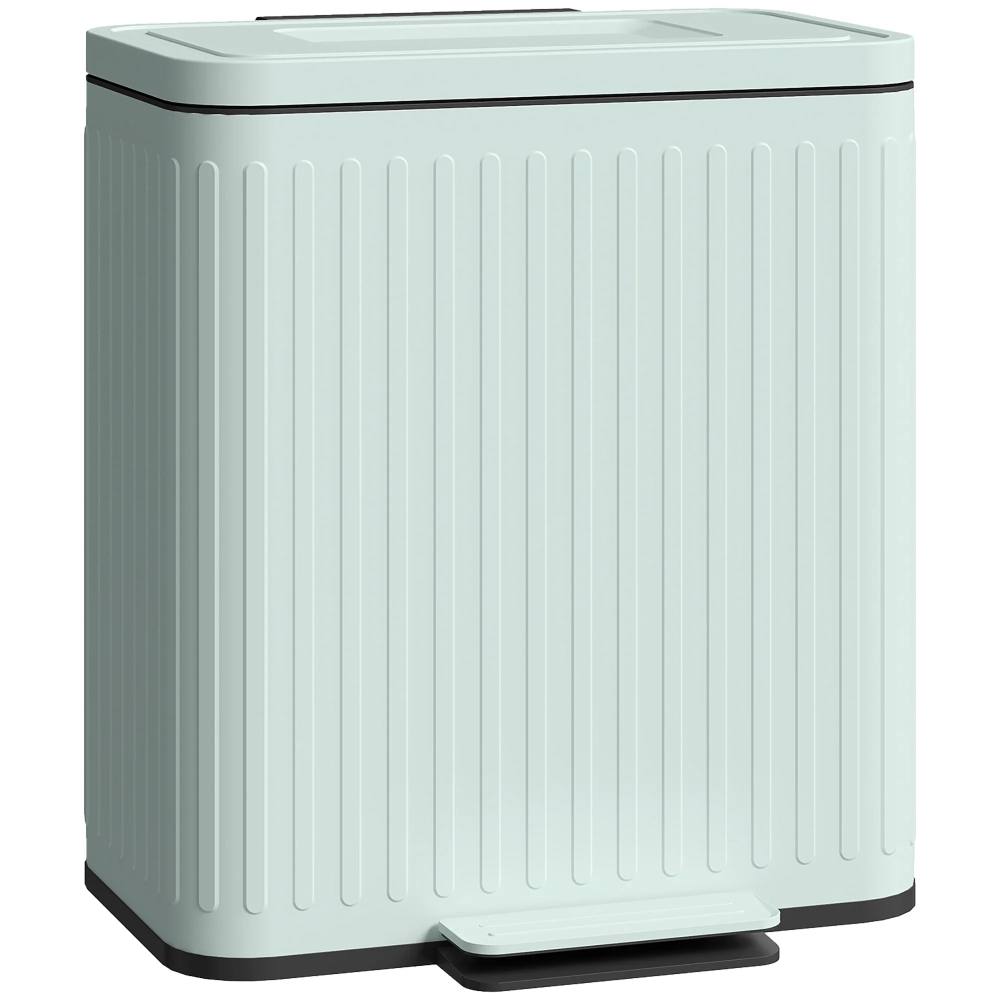 Dual Compartment Touchless Soft-Close Recycling Bin, 20L x 2 Trash Can, Light Green