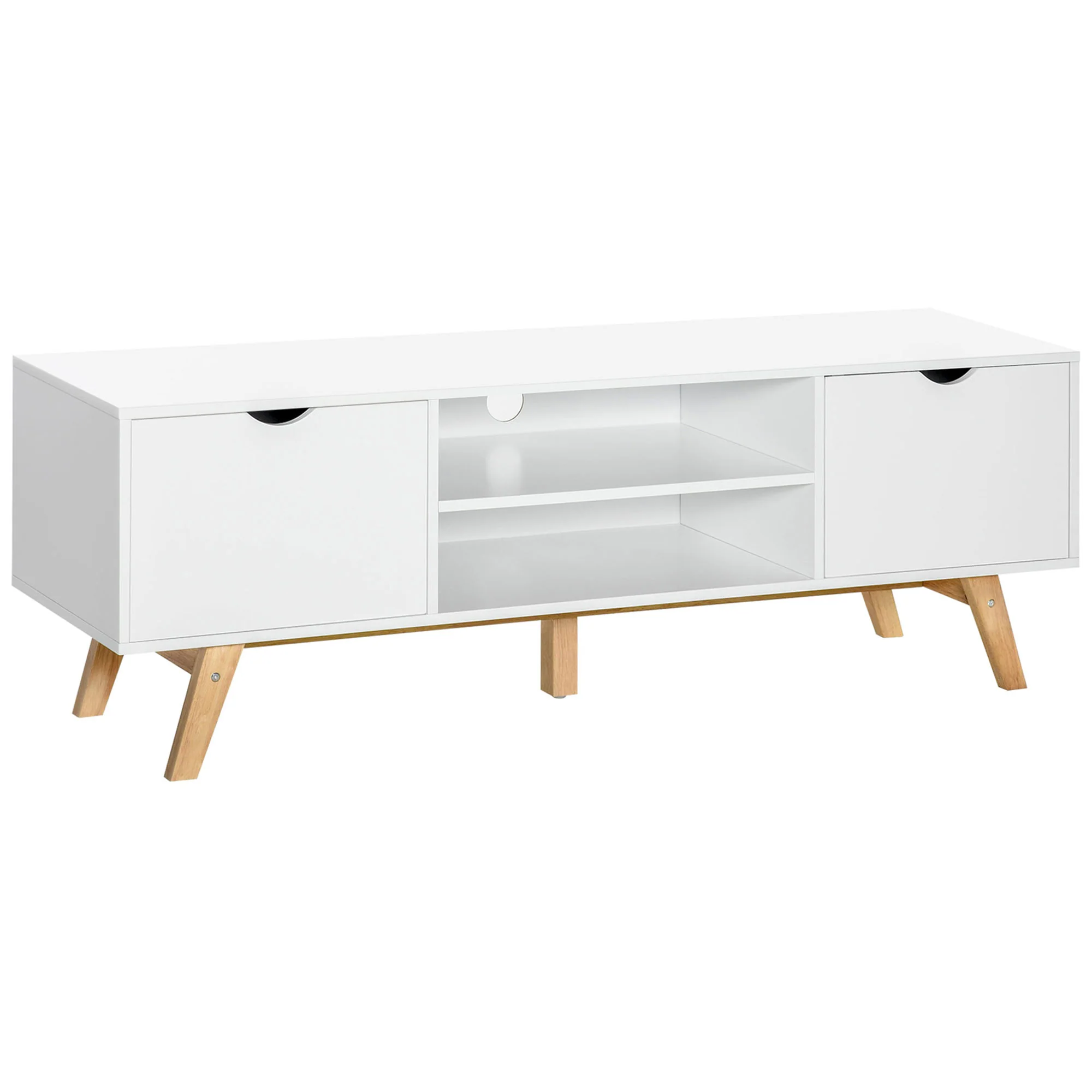 TV Stand Cabinet for TVs up to 65" with Storage Shelves & Entertainment Center, White