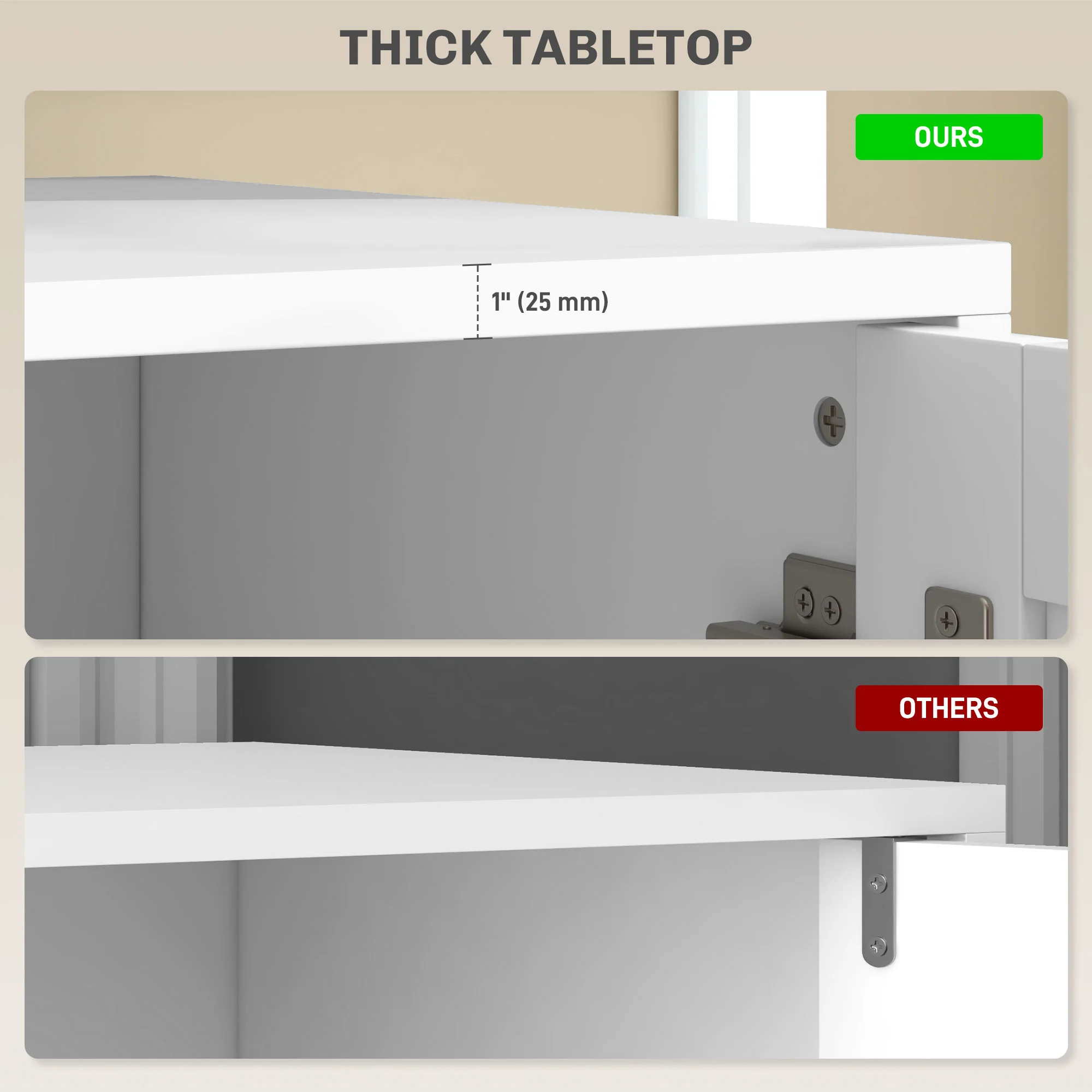 Modern TV Stand for up to 55" TV with 4 Soft-Hinged Doors, White - Image 11