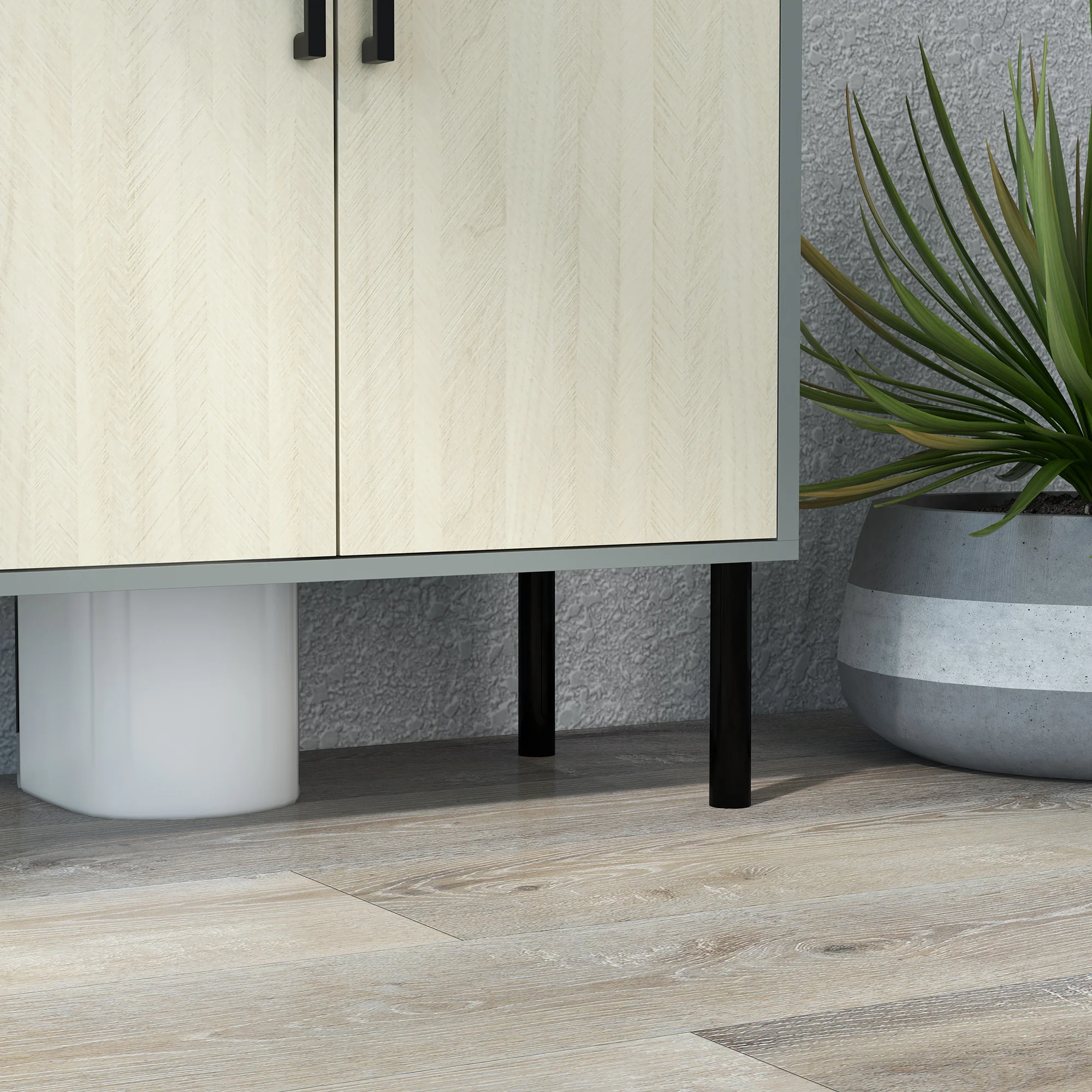 Under Sink Bathroom Cabinet with Double Doors and Shelf, 60 x 30 x 60 cm, Natural Tone - Image 10