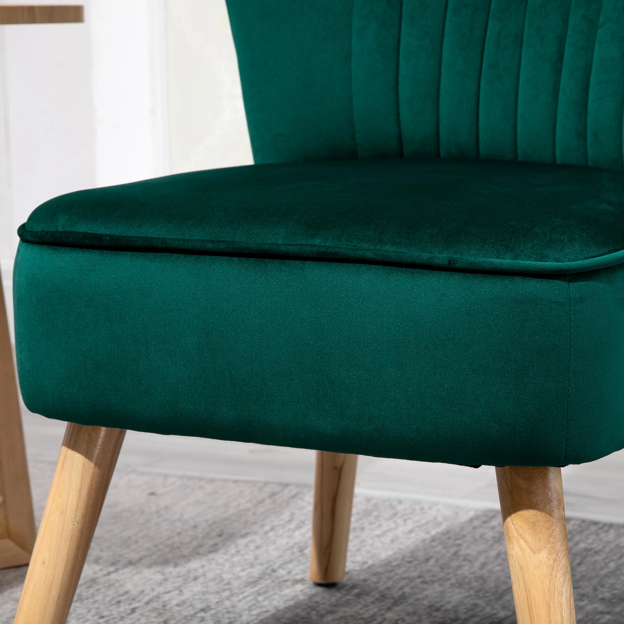 Velvet Accent Chair Occasional with Seat Padding, Curved Back & Wood Frame Legs, Green - Image 11