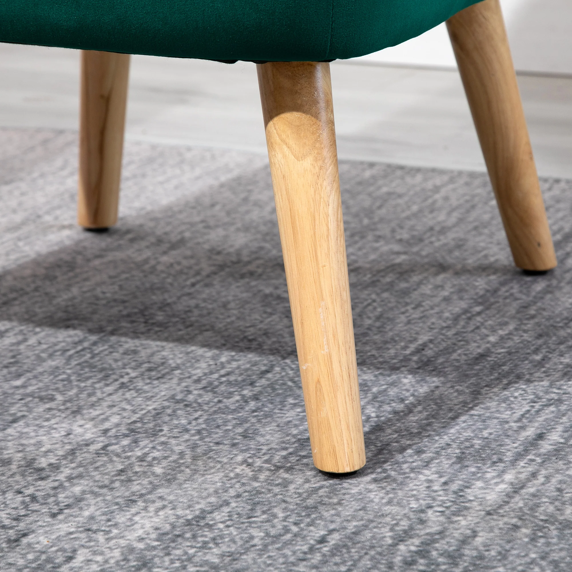 Velvet Accent Chair Occasional with Seat Padding, Curved Back & Wood Frame Legs, Green - Image 8