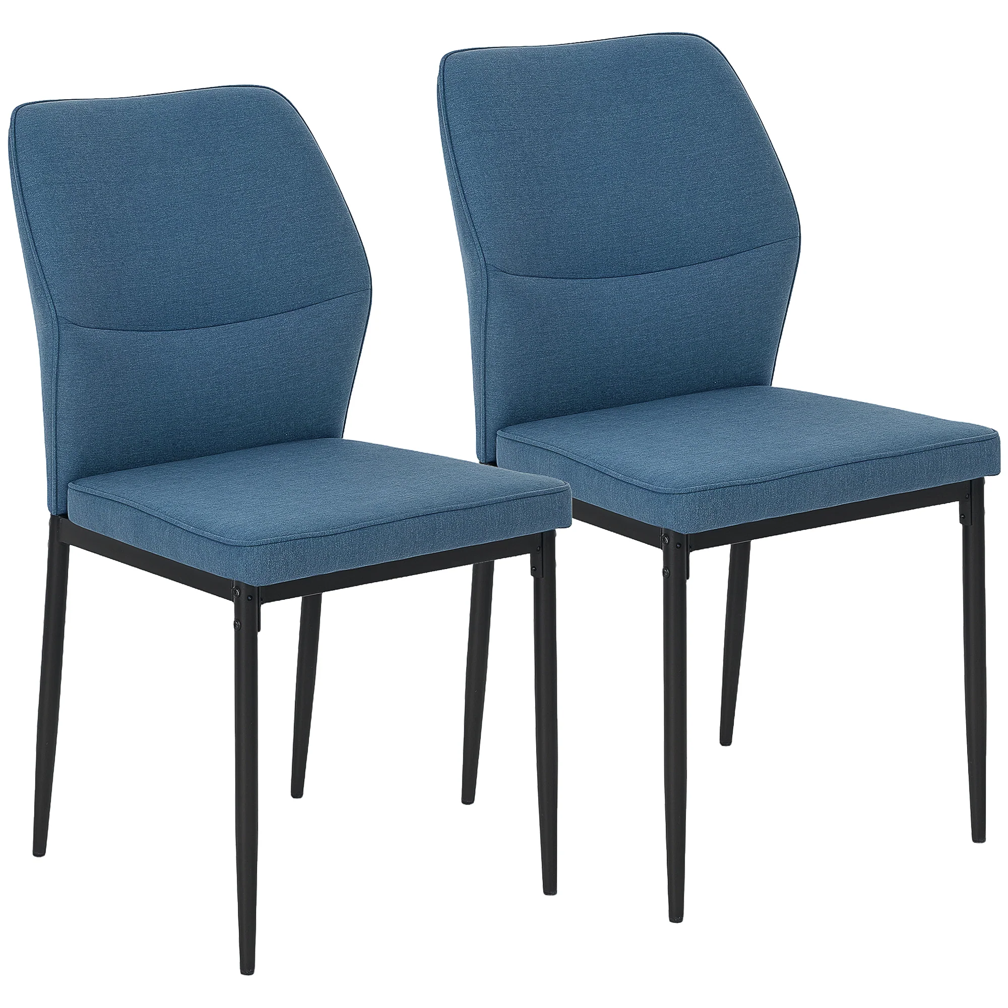 Velvet Dining Chairs Set of 2, Armless Upholstered Kitchen Chairs with Curved Back and Padded Seat, Blue - Image 12