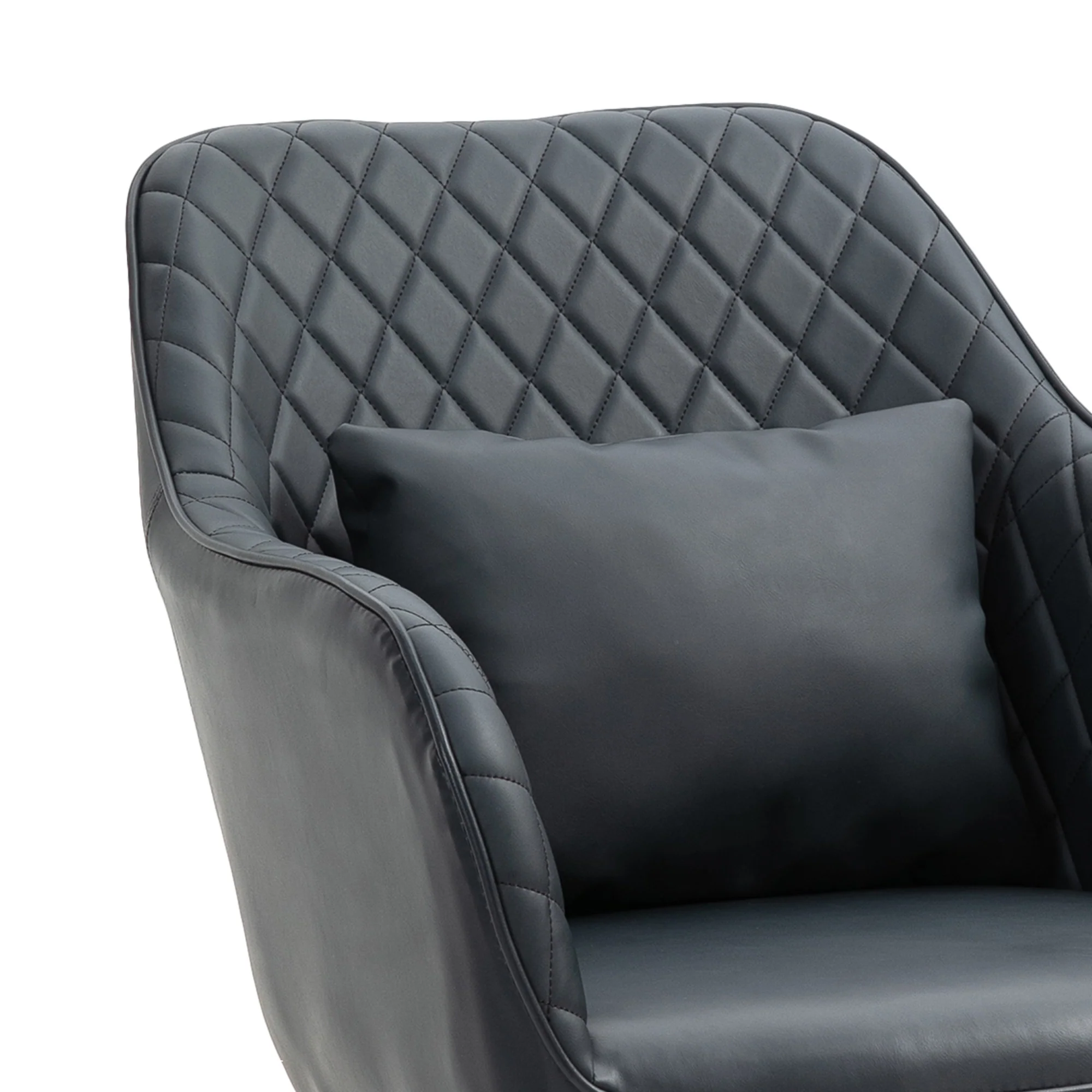 Velvet Makeup Chair with Massage Lumbar Pillow & Rolling Wheels for Bedroom, Home, Deep Blue - Image 12